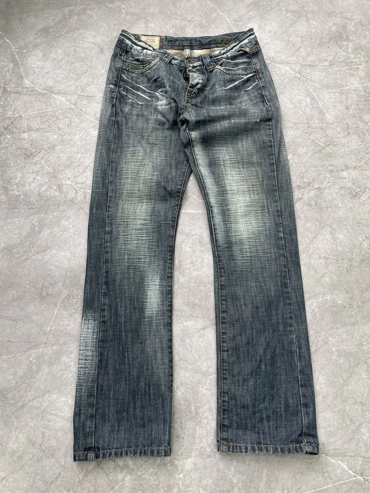 Washed wide leg Diesel style distressed jeans pants y2k