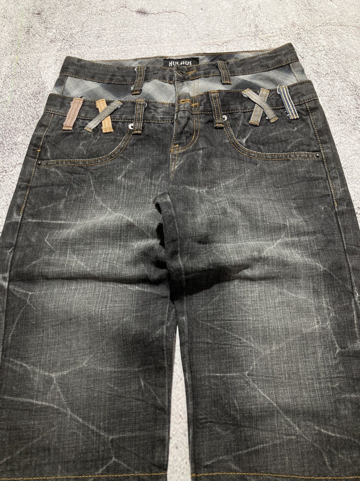 Japanese Brand 2000s Nylaus Double Waist Denim Jeans Pant Faded Y2k Size US 28 / EU 44 - 3 Thumbnail