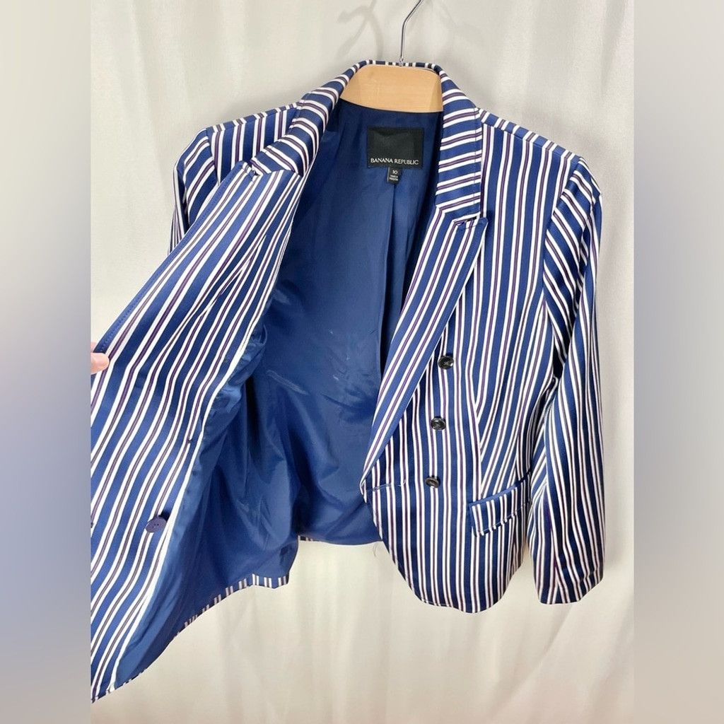 Banana Republic Banana Republic Striped Double Breasted Dickie Blazer US 10 Size L / US 10 / IT 46 - 6 Thumbnail