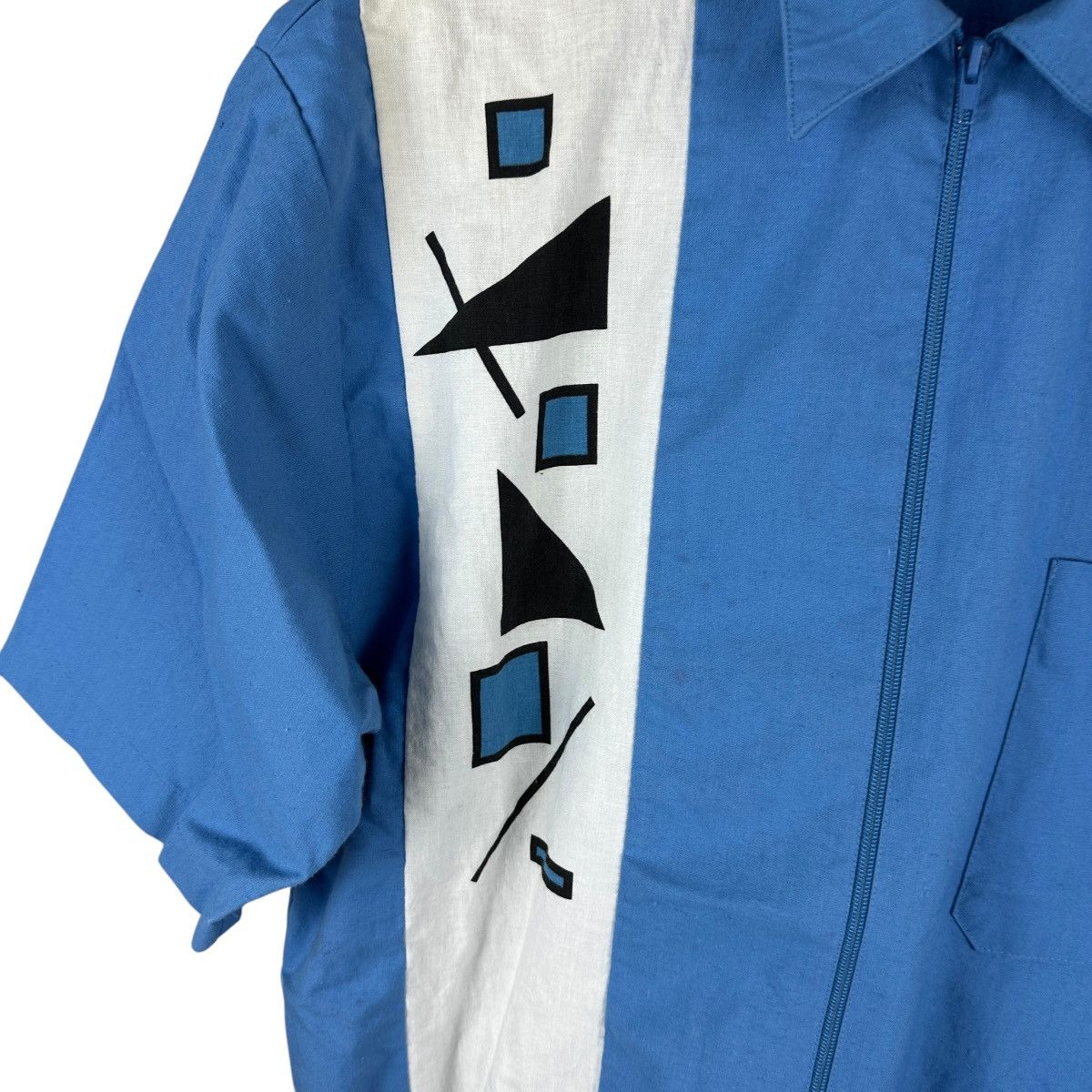 Blair × Vintage Vintage 80s John Blair Full Zip Geometric Shirt Size US M / EU 48-50 / 2 - 2 Thumbnail