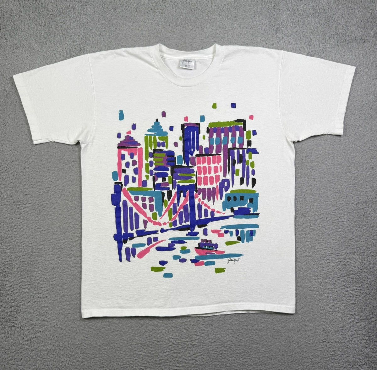 Vintage Vintage 90s Gilda Marx San Francisco skyline art T-shirt Size US XL / EU 56 / 4 - 2 Thumbnail