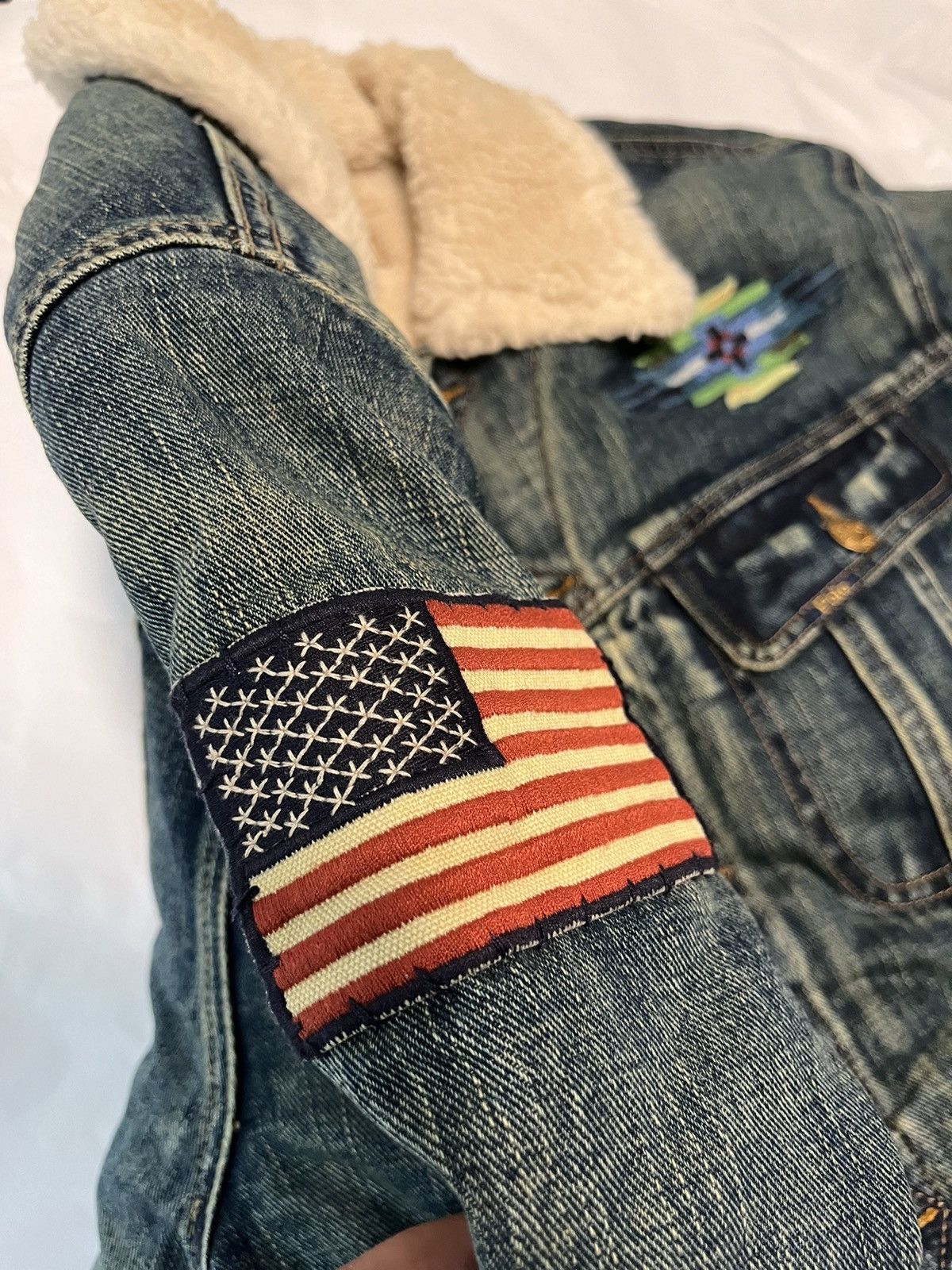 Polo Ralph Lauren SHERPA DENIM TRUCKER JACKET GOODMAN EMBROIDERED Size US L / EU 52-54 / 3 - 14 Thumbnail