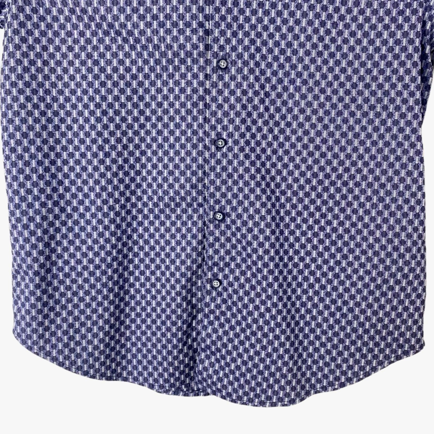Robert Graham Robert Graham Geometric Button-Up Shirt Blue Mens M Contrast Cuffs Stretch Shirt Size US M / EU 48-50 / 2 - 6 Thumbnail