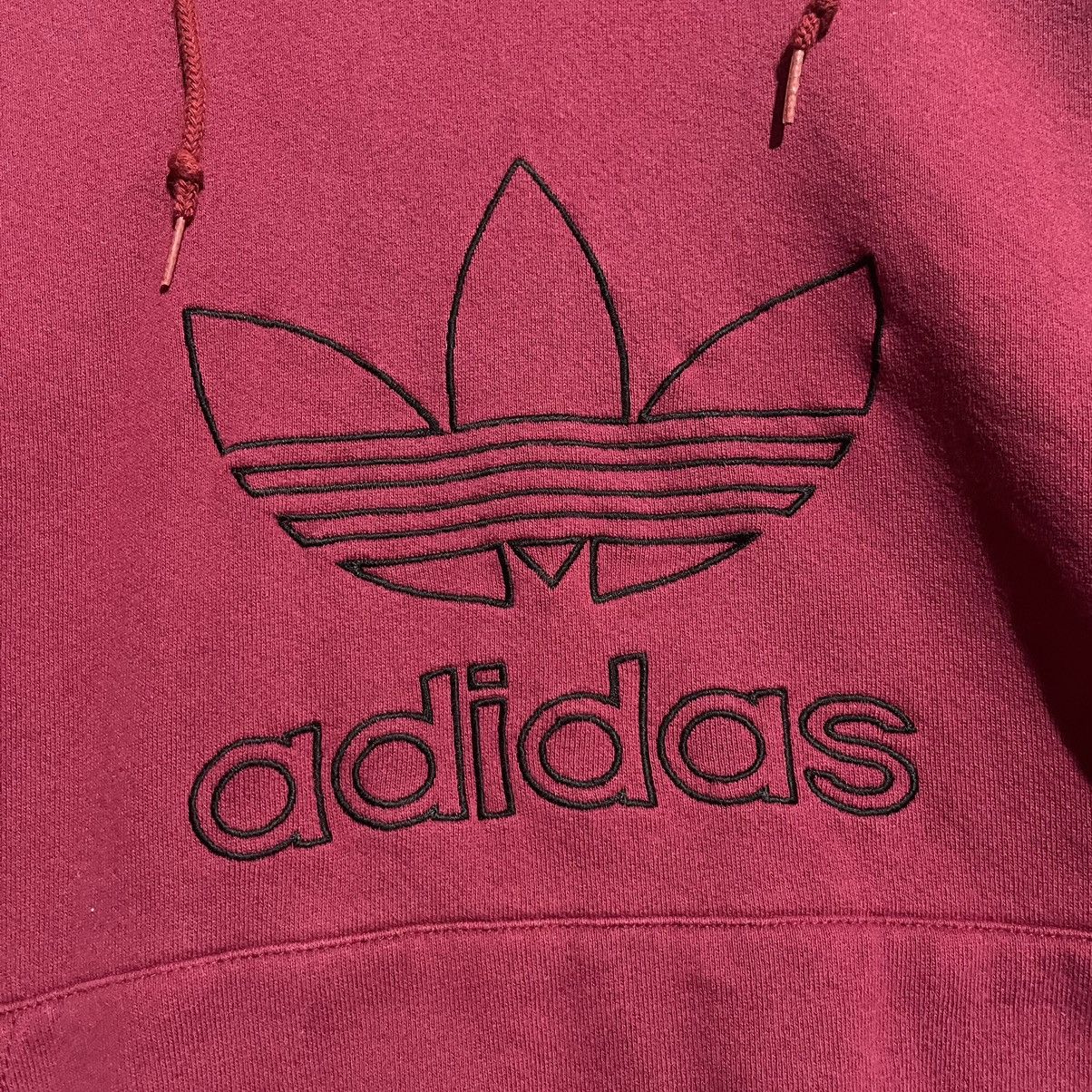 Adidas Vintage 90s Adidas Trefoil Hoodie – Made in USA – Burgundy Size US XL / EU 56 / 4 - 2 Thumbnail