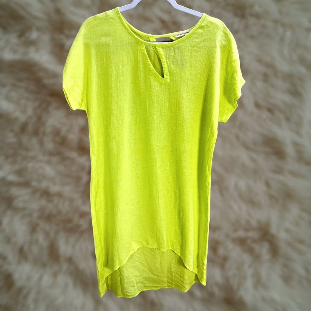 Soft Surroundings Soft Surroundings Lime Green T-Shirt Tunic Short Sleeve 100% Cotton Lightweight Size S Womens Size S / US 4 / IT 40 - 1 Thumbnail