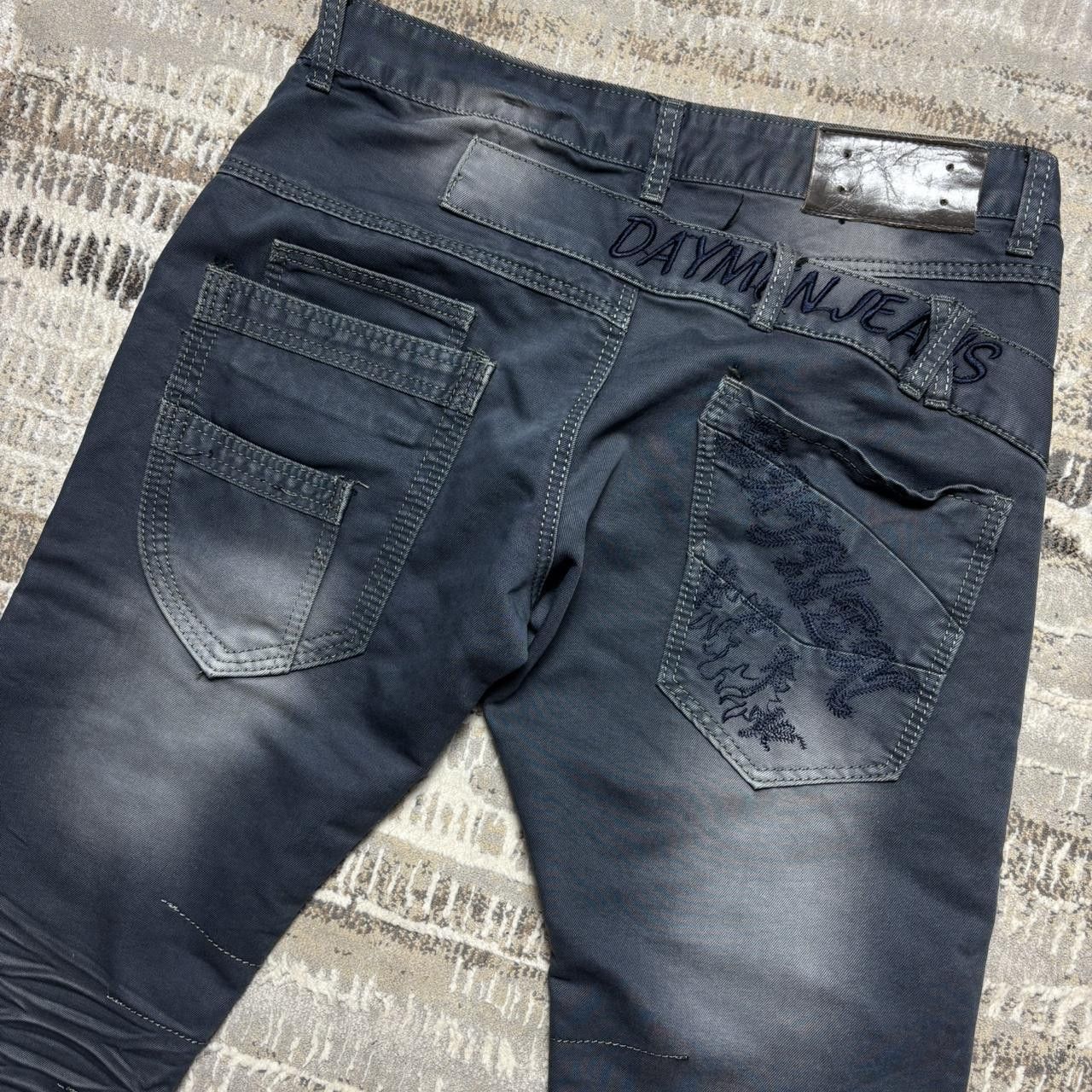 Japanese Brand 00s Embroidered DMJ Jeans Grey 34" Size US 34 / EU 50 - 6 Thumbnail