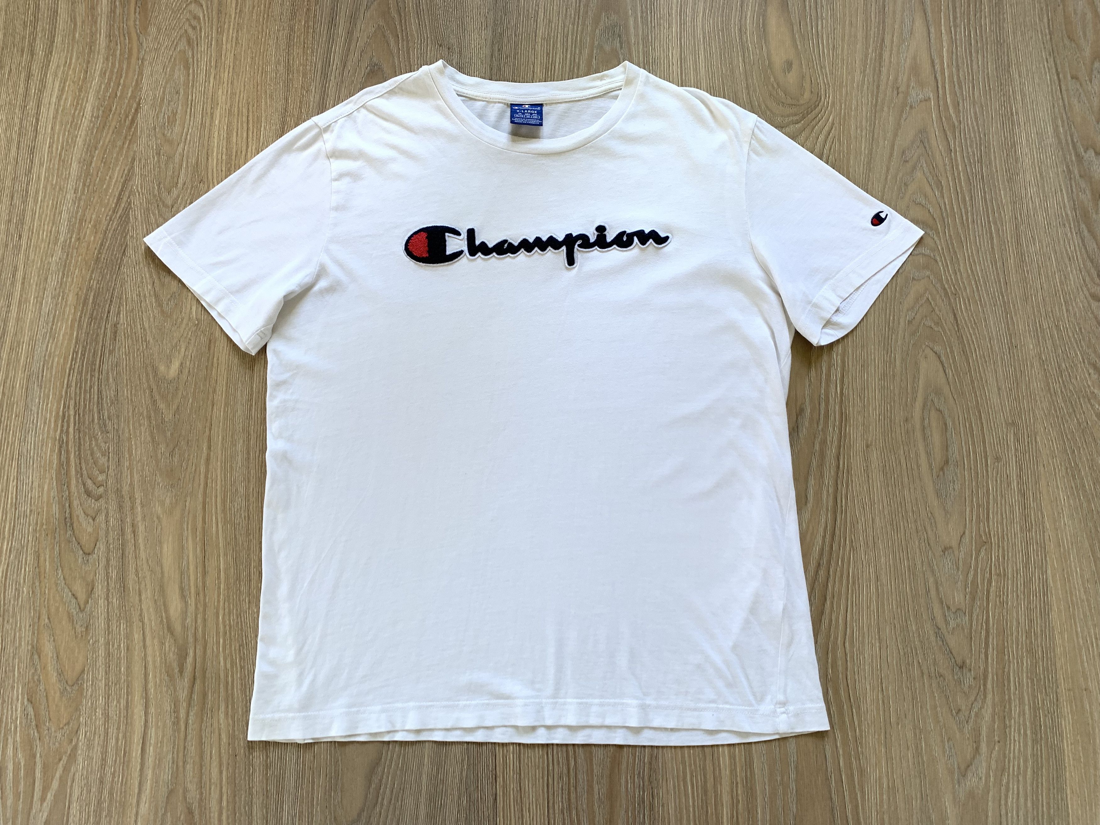 Champion × Vintage Champion White Vintage Logo Cotton T-Shirt Size US XL / EU 56 / 4 - 2 Thumbnail