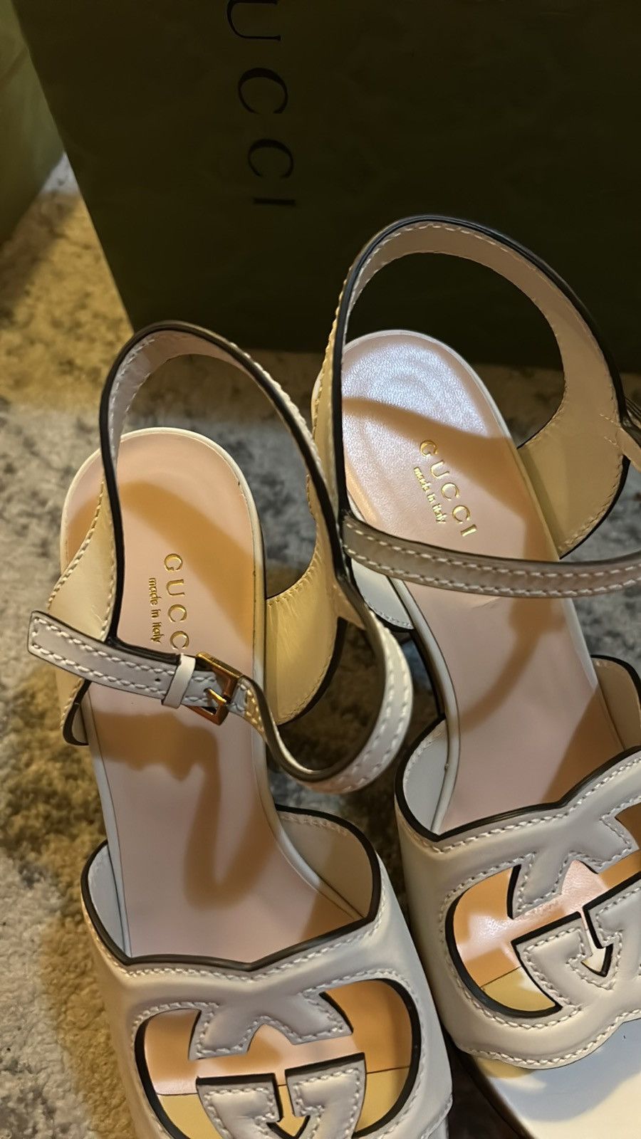 Gucci Gucci Interlocking G 110mm Leather High Heels Sandals White Size US 9 / IT 39 - 5 Thumbnail