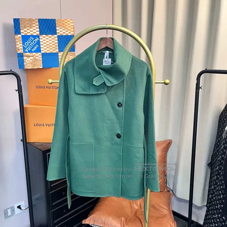 Hermes Hermes 24FW Green Cashmere Long Trench Coat Size XS / US 0-2 / IT 36-38 - 1 Thumbnail