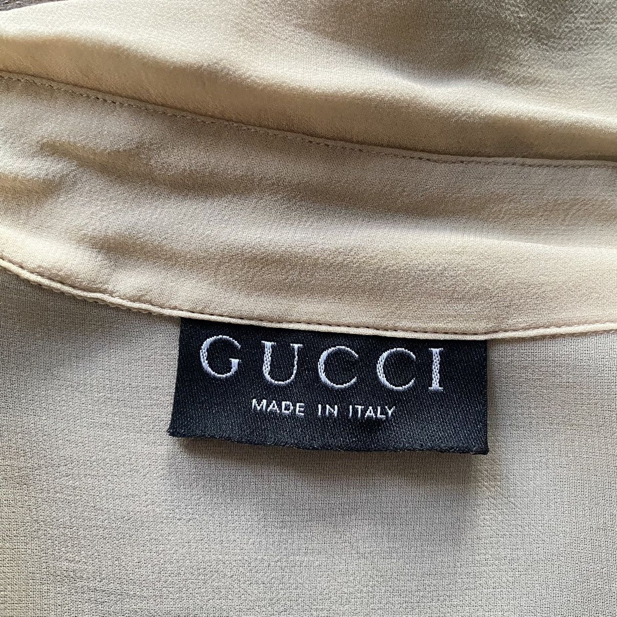 Tom Ford S/S 1997 Gucci by Tom Ford Brown Sheer Ombré Silk Button. Size US XXS / EU 40 - 3 Thumbnail