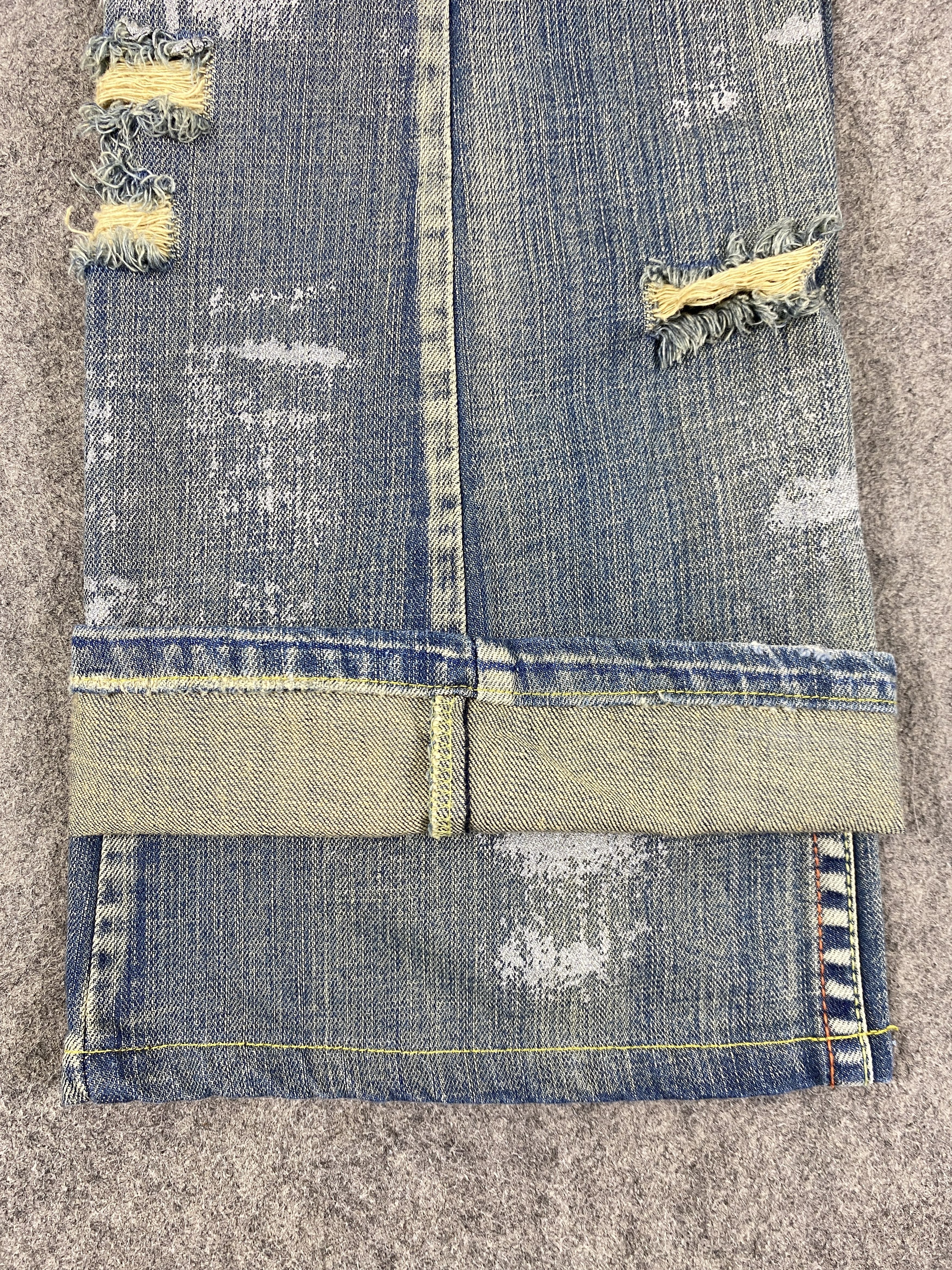 Japanese Brand Faded Blue Vintage Agate Label Flare Jeans 33x30.5 - JN3269 Size US 33 - 14 Thumbnail