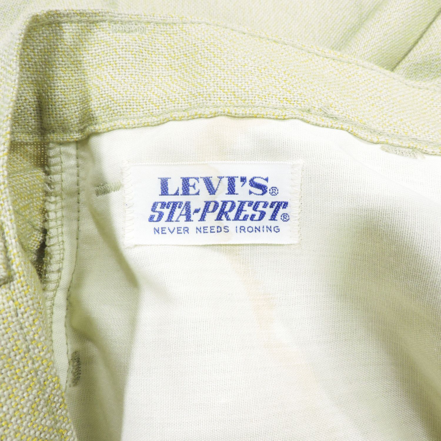 Levi's 60'S LEVI'S STA-PREST KHAKI BIG E GOLD TAB LONG PANTS Size US 30 / EU 46 - 3 Thumbnail