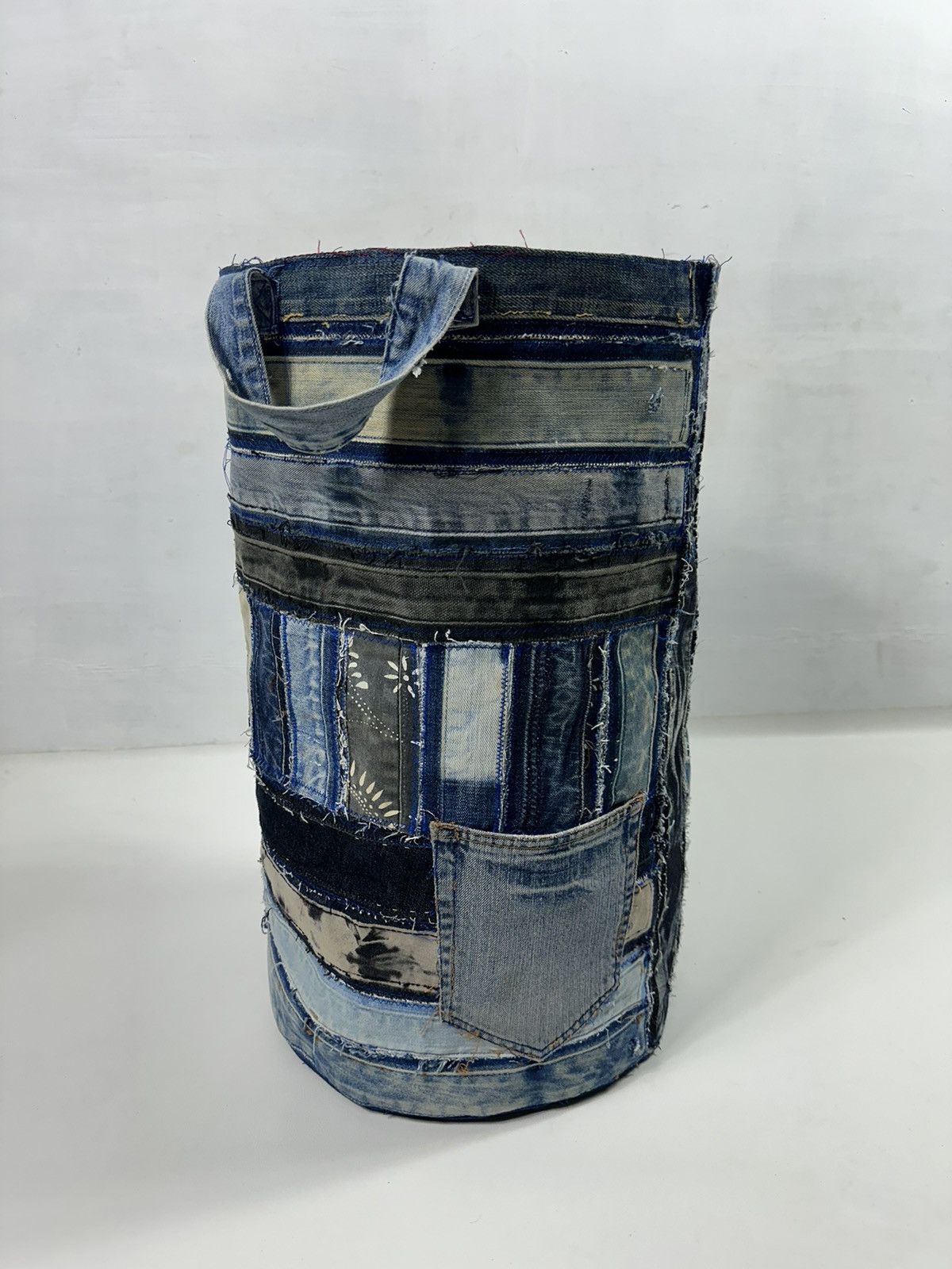 Handmade Custom Made Denim Patchwork Laundry Bag Home Decoration Size ONE SIZE - 1 Thumbnail
