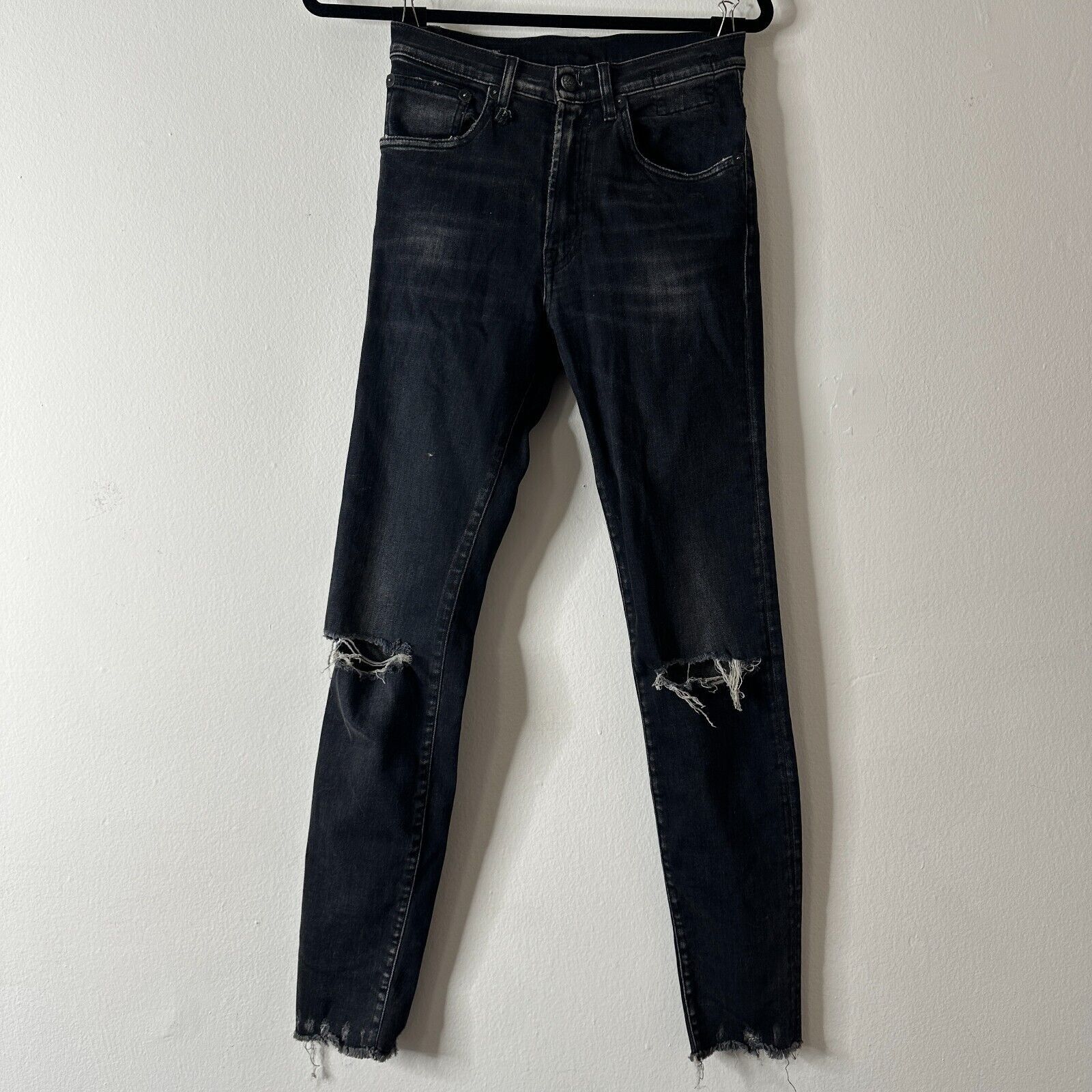 R13 R13 Aiden Stone Wash Skinny Jeans Distressed Knees & Hem 26 Size 26" / US 2 / IT 38 - 11 Thumbnail