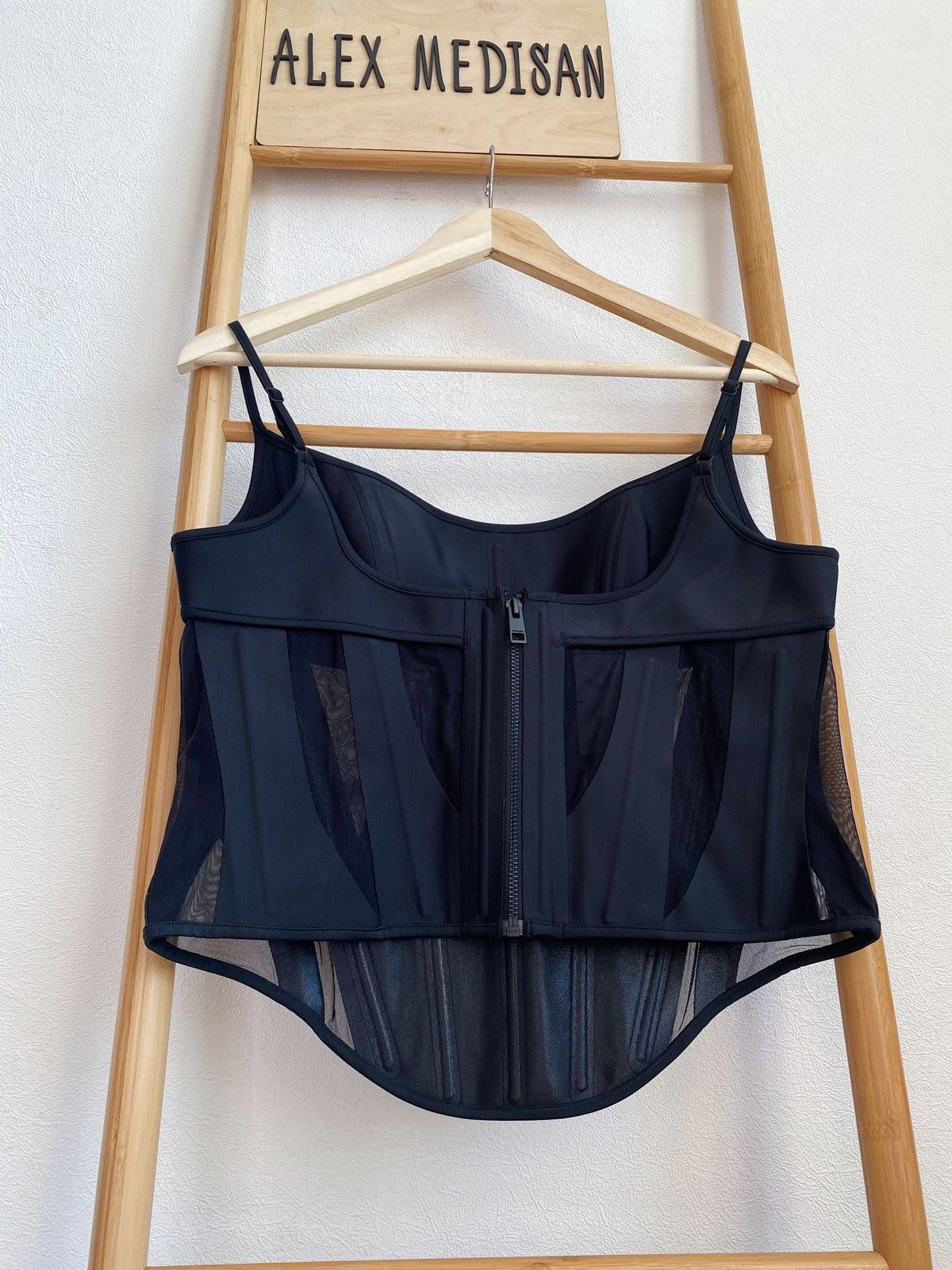 H&M × Mugler × Thierry Mugler Mugler x H&M Mesh-Paneled Corset Top Black Size L Size L / US 10 / IT 46 - 9 Thumbnail