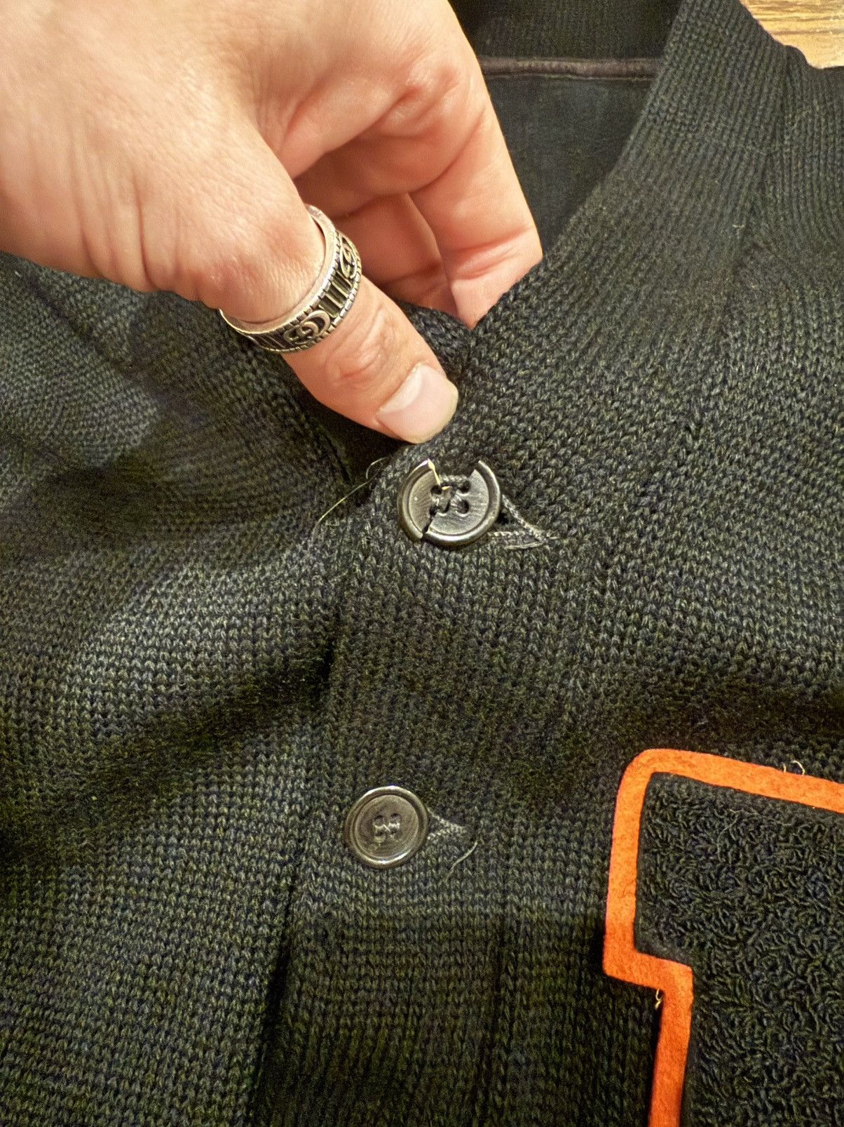 Vintage Vintage 50s 60s Black Varsity Style Cardigan Letterman F Size US L / EU 52-54 / 3 - 10 Thumbnail