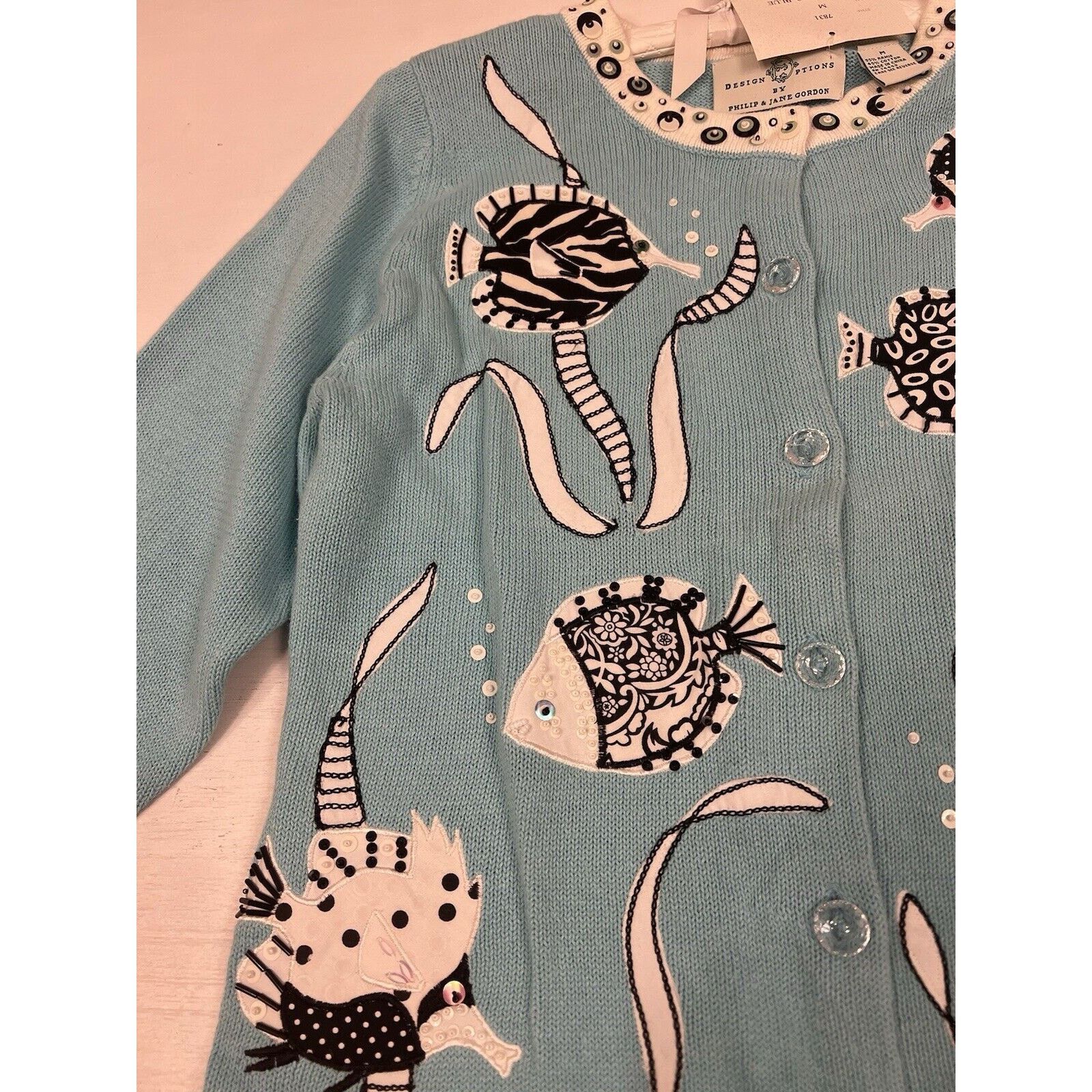 The Unbranded Brand New Design Options Philip & Jane Gordon Aqua Cardigan M NWT! Size M / US 6-8 / IT 42-44 - 4 Thumbnail