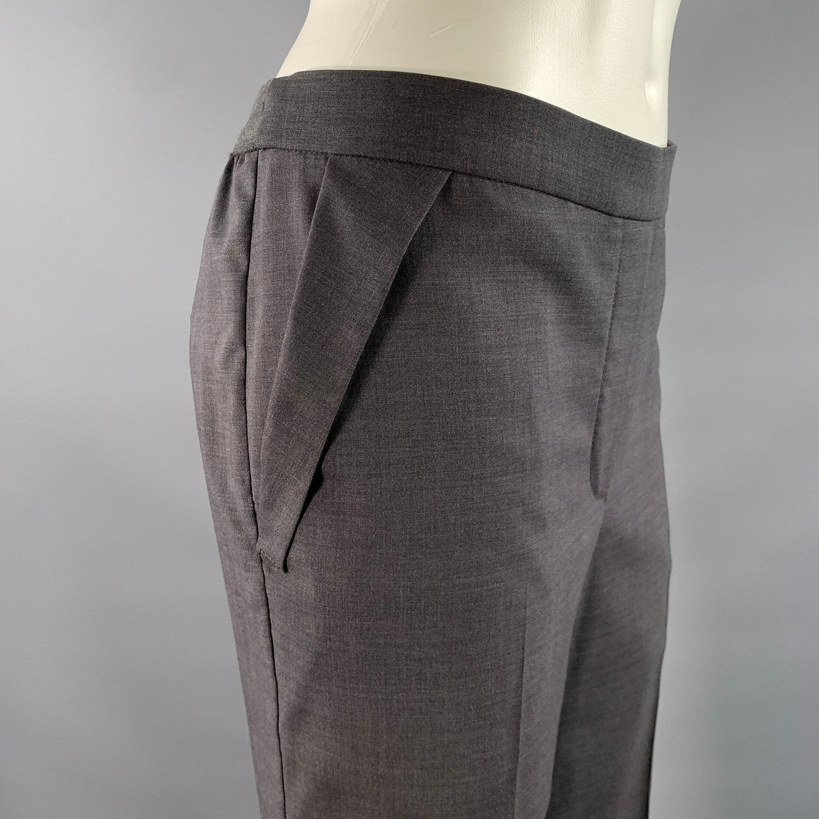 Brunello Cucinelli BRUNELLO CUCINELLI Grey Wool Heather Elasticated Pants Size US 32 / EU 48 - 2 Thumbnail