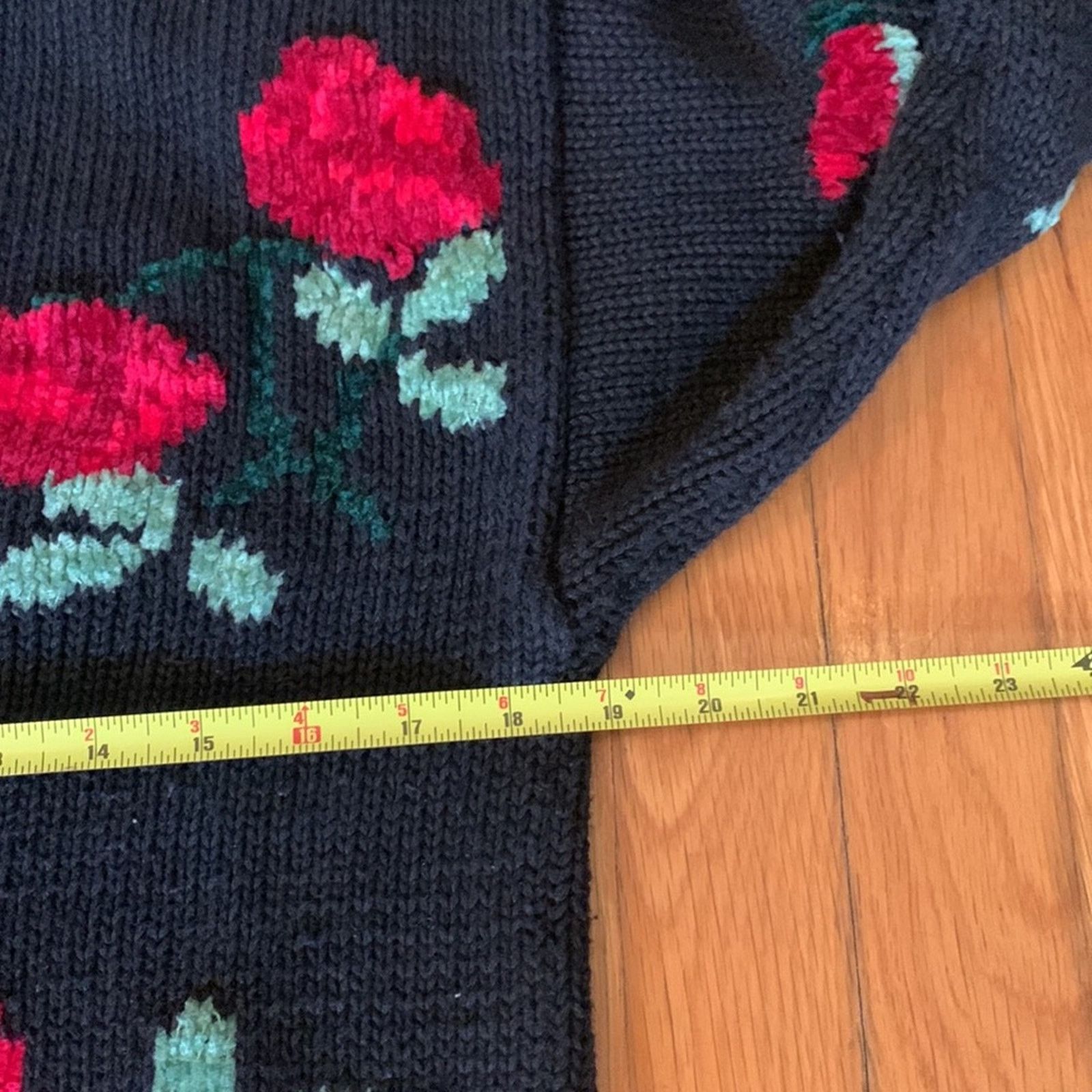Vintage 80’s Allison Smith Roses floral chenille sweater Size M / US 6-8 / IT 42-44 - 8 Thumbnail
