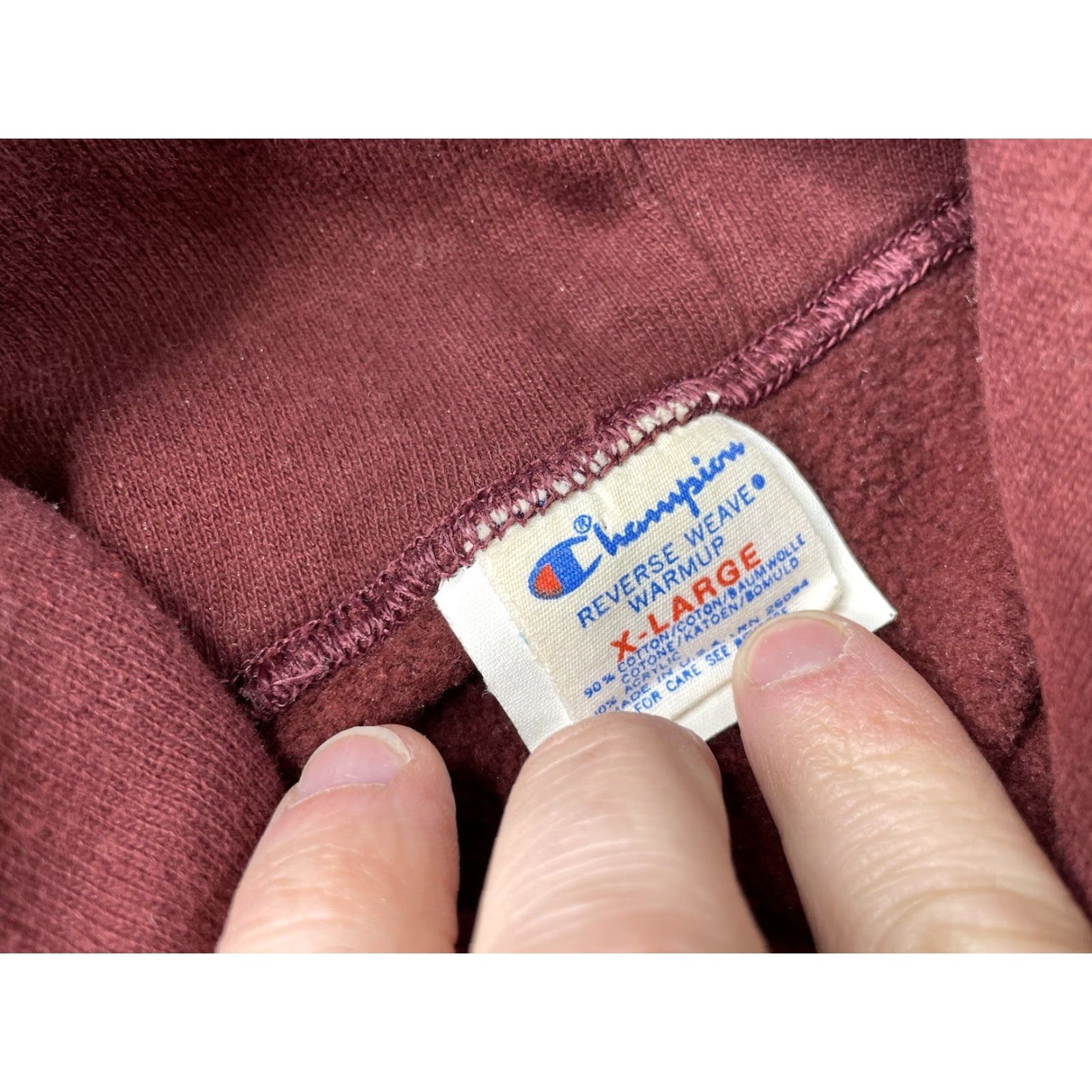 Champion VINTAGE Champion Reverse Weave Hoodie Sweatshirt XL Burgundy 1980s USA Men Pullover Hooded Sweatshirt Size US XL / EU 56 / 4 - 2 Thumbnail