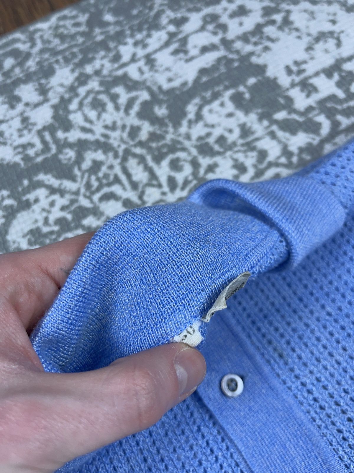 Designer ➕ vintage knit light blue mesh polo shirt old money style Size US M / EU 48-50 / 2 - 4 Thumbnail