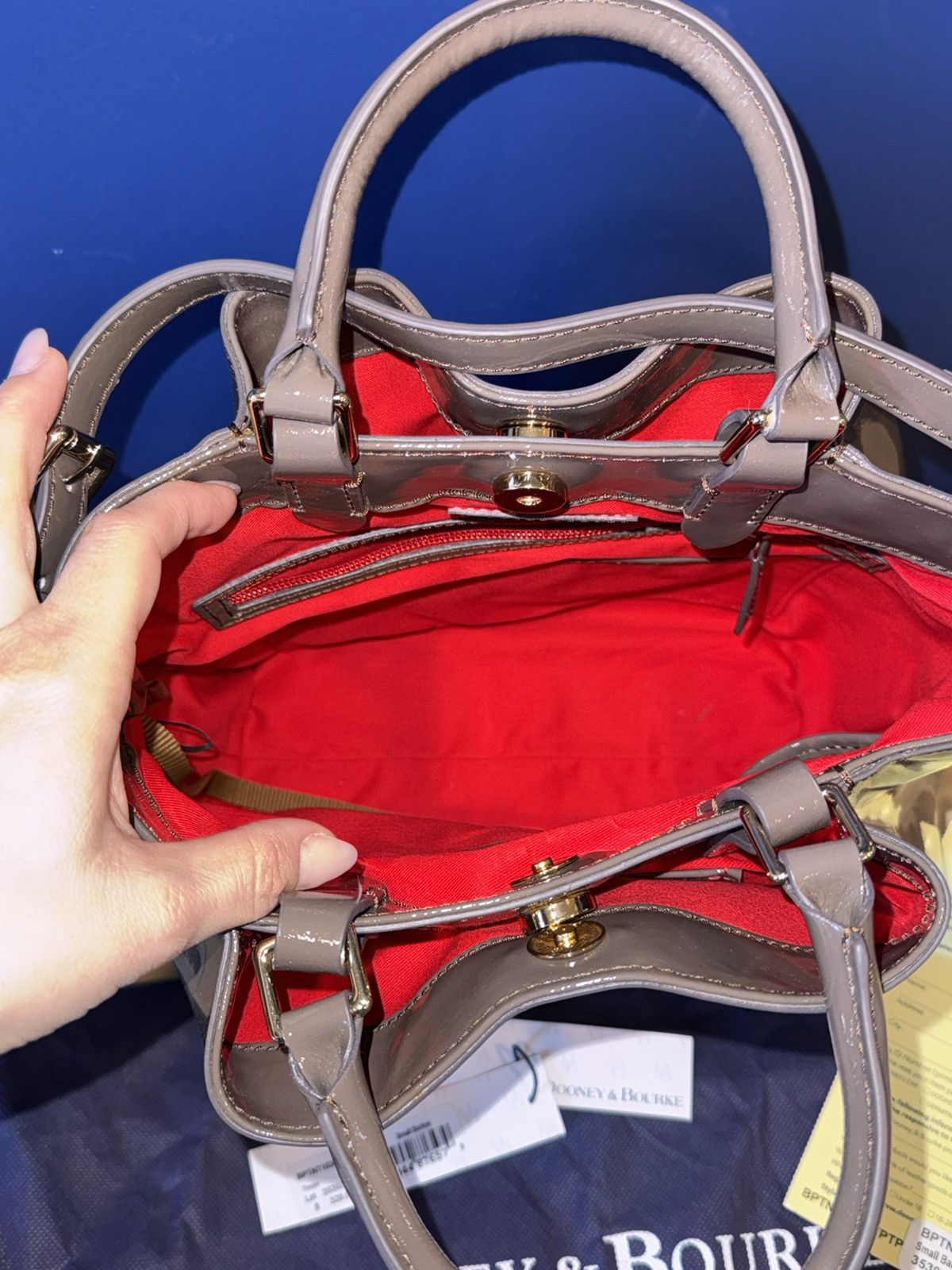 Dooney & Bourke Dooney & Bourke Barlow Satchel Espresso Patent Leather NWT Size ONE SIZE - 5 Thumbnail