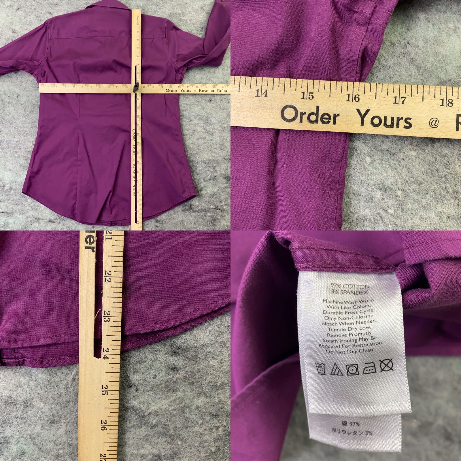 Eddie Bauer Eddie Bauer Womens Shirt Top XS Purple Button Up Fitted Wrinkle Resistant Size XS / US 0-2 / IT 36-38 - 8 Thumbnail
