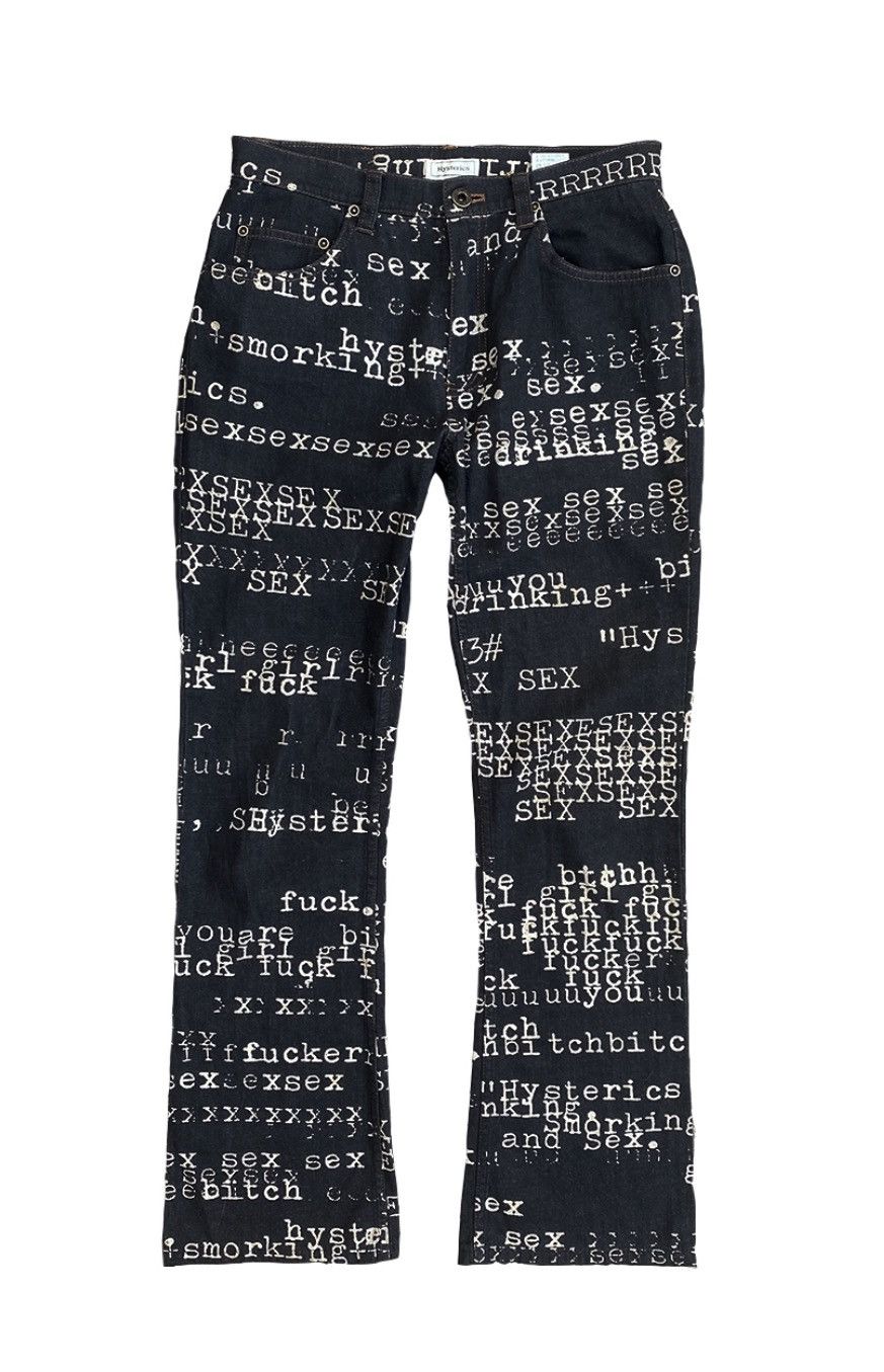 image of Hysteric Glamour F/w98 Typewriter Denim in Black, Men's (Size 28)