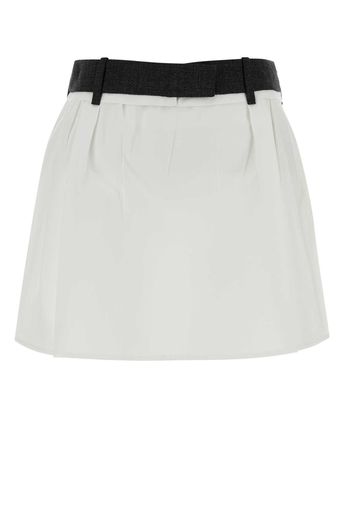 Prada White Poplin Mini Skirt Size 28" / US 6 / IT 42 - 1 Thumbnail