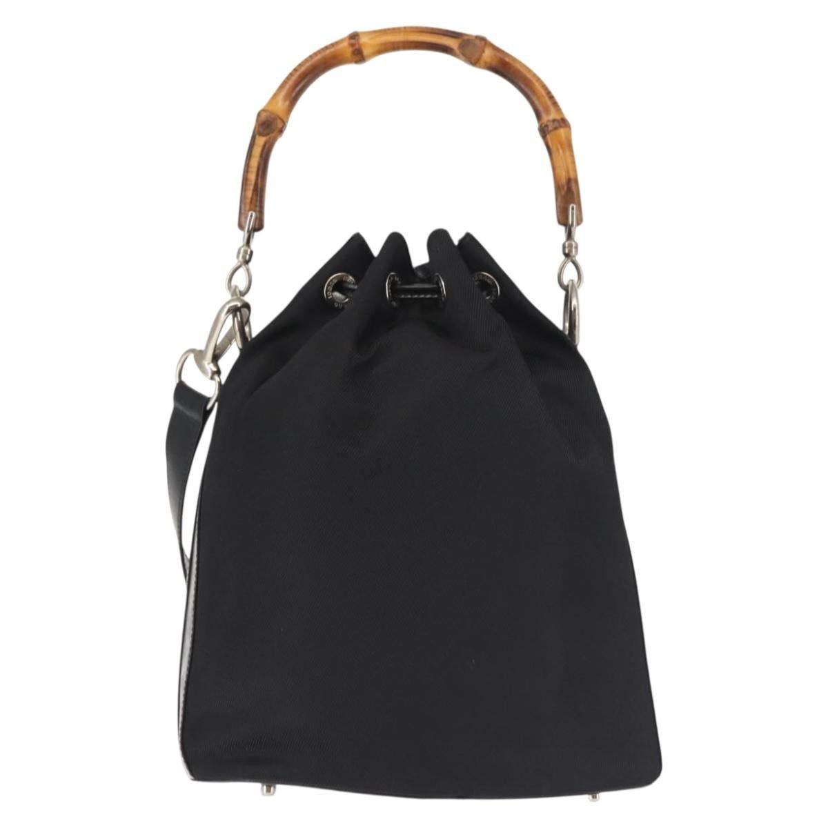 Gucci GUCCI Bamboo Hand Bag Nylon Black Silver Size ONE SIZE - 3 Thumbnail