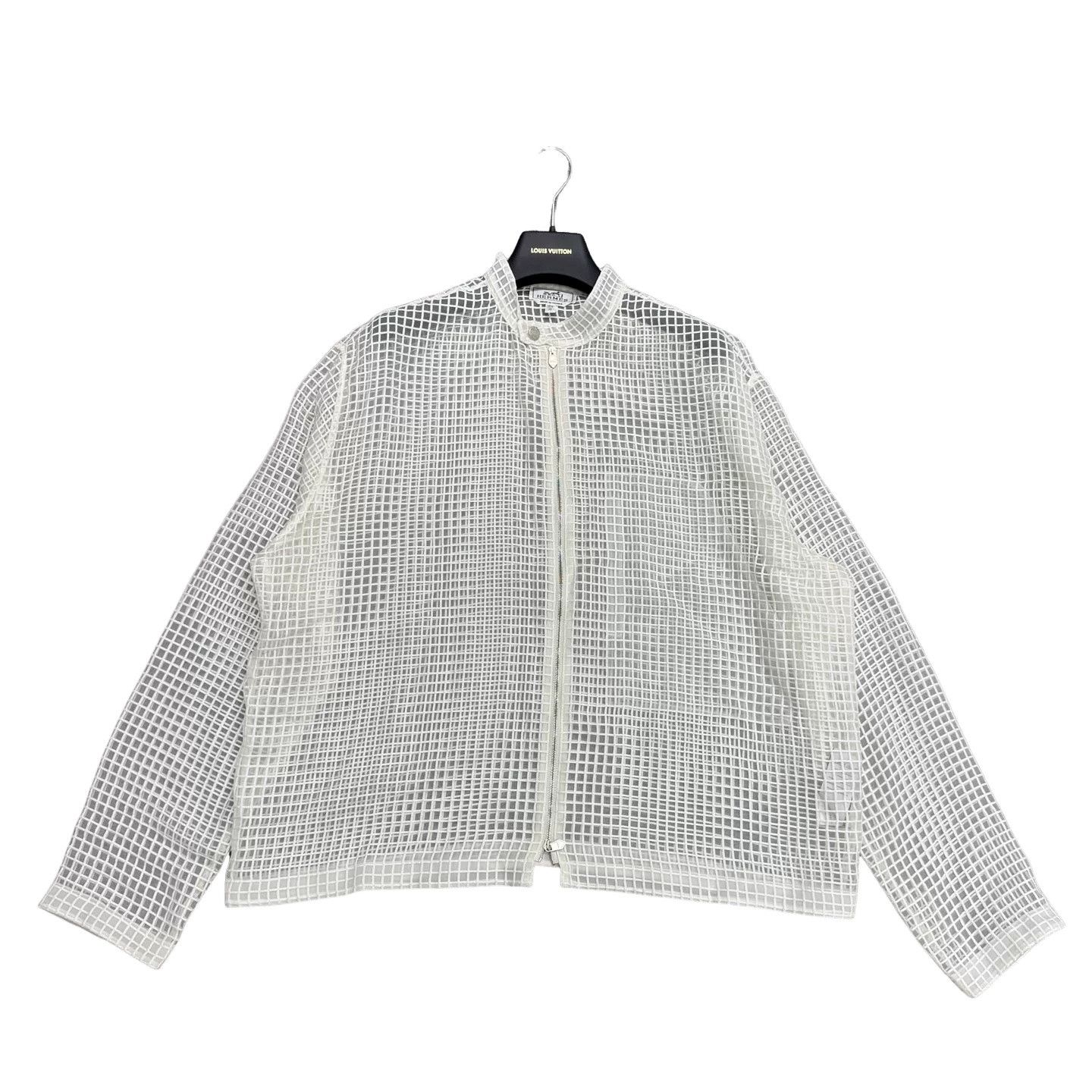 Hermes Hermès White Grid Zip-Up Jacket Size M Size US M / EU 48-50 / 2 - 1 Thumbnail