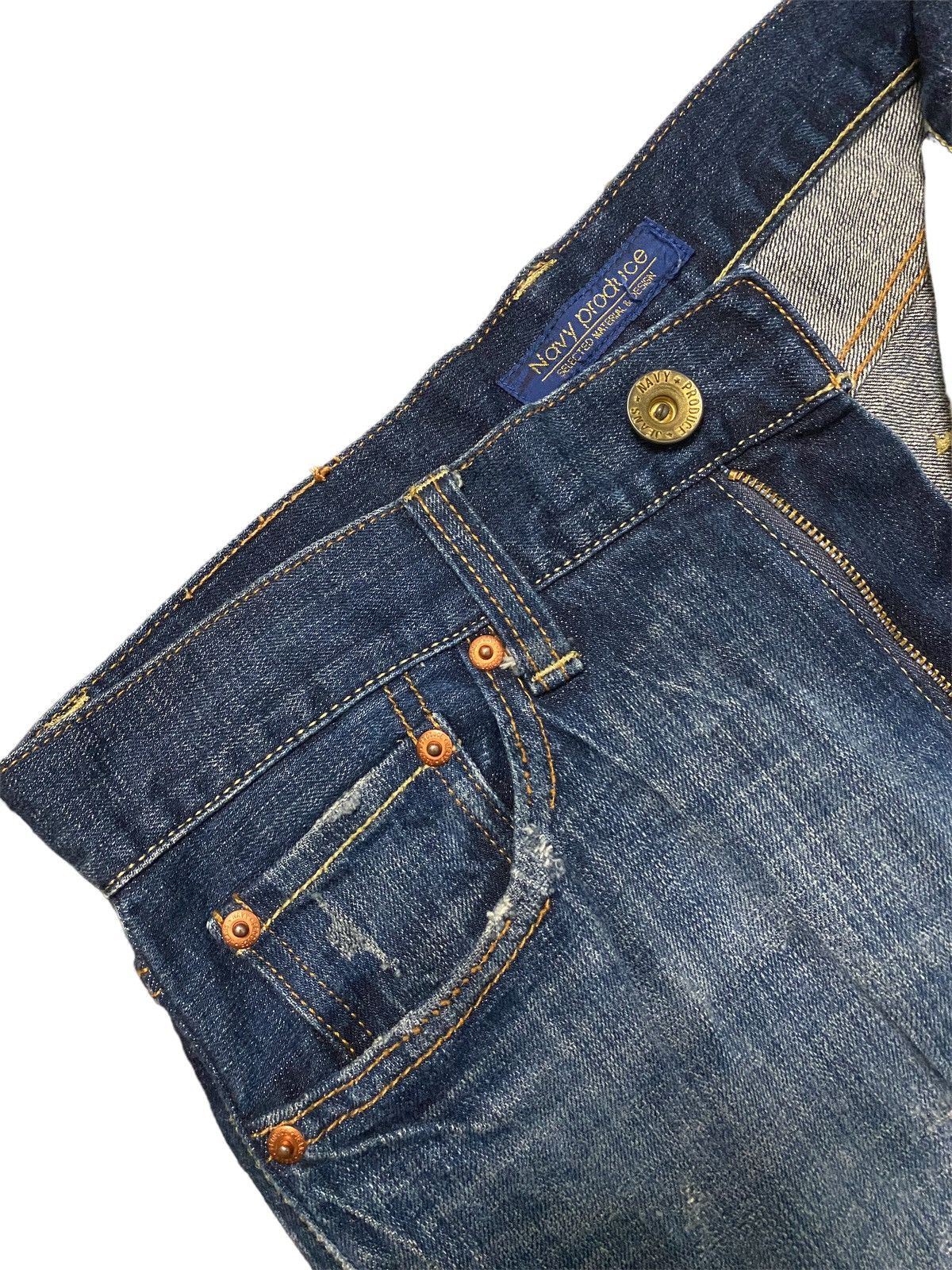 Japanese Brand Navy Produce Distressed Denim Faded Japanese Jeans Size US 29 - 3 Thumbnail