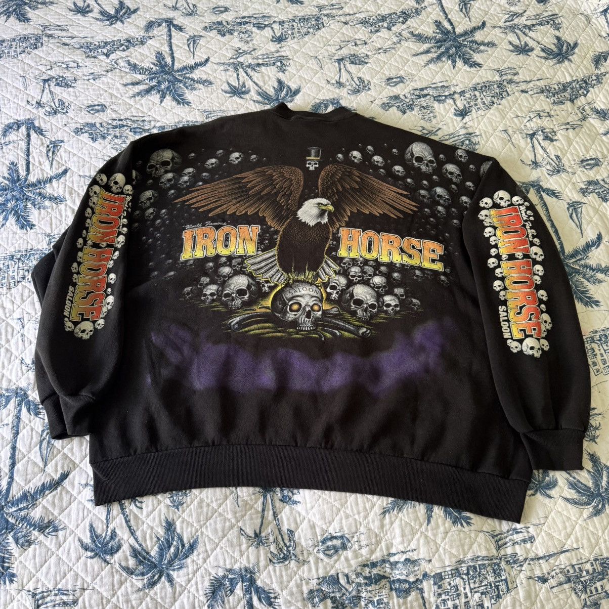 Vintage 90s Iron Horse Saloon 95 Bike Week Skull sweatshirt