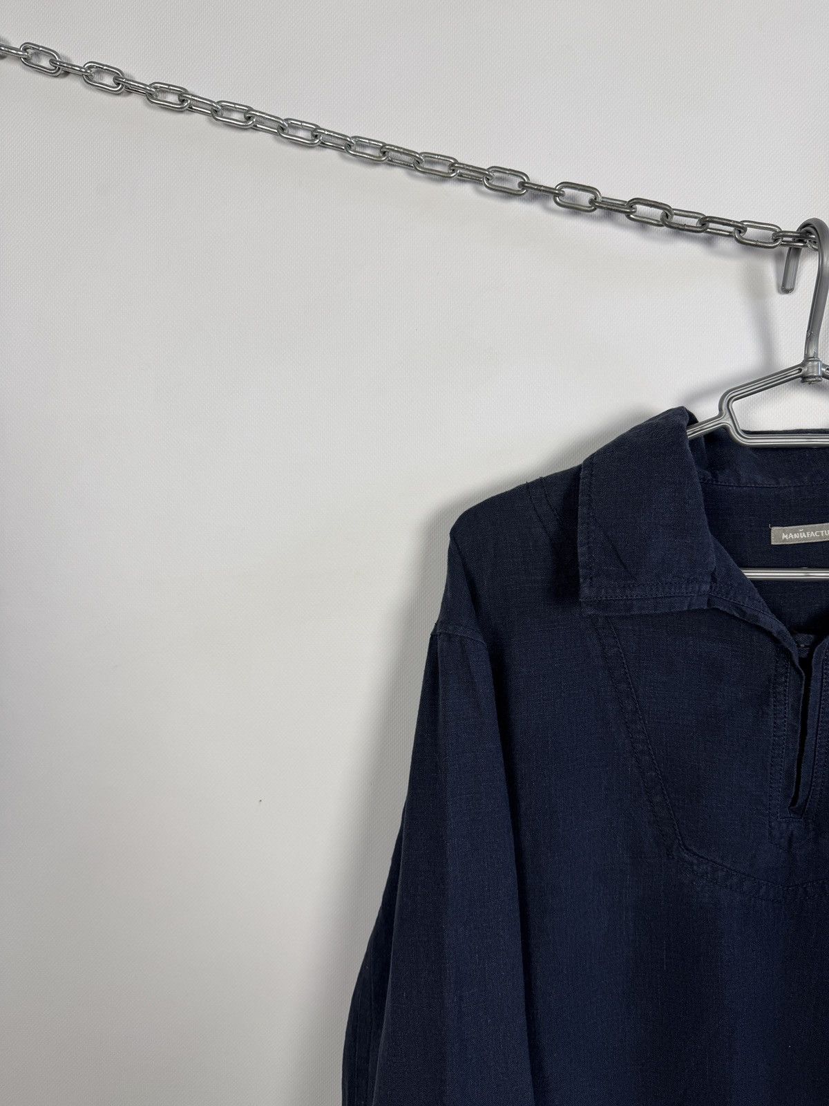 Vintage Manufactum Workwear Linen Shirt Vintage Half Button Pullover Size US L / EU 52-54 / 3 - 3 Thumbnail
