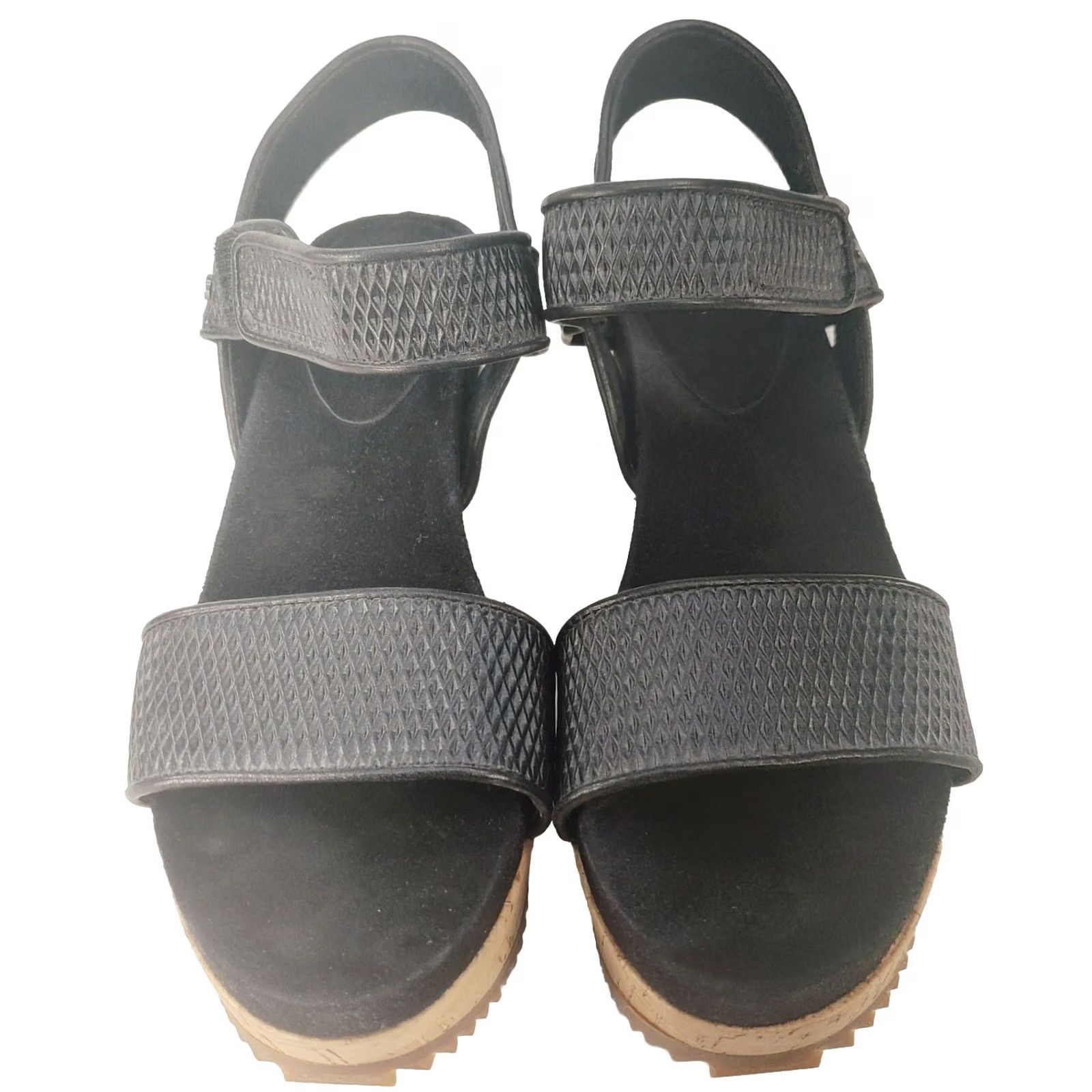 Eileen Fisher EILEEN FISHER Platform Sandals Demo Black Cork Wedge Strap Open Toe Size 8 Women Size US 8 / IT 38 - 3 Thumbnail