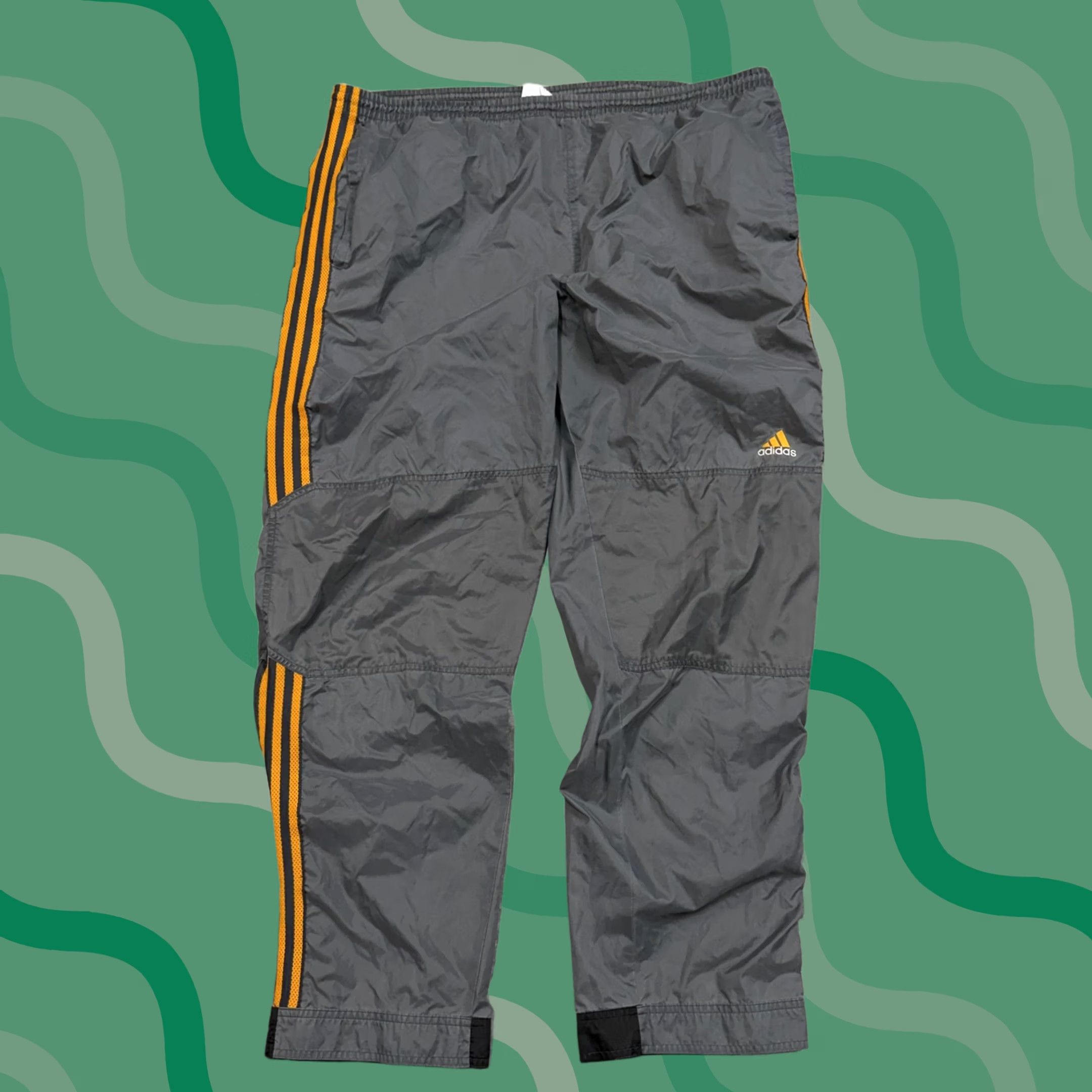 Adidas Adidas Track Pants Mens XL Gray Windbreaker 3 Stripe Side Zip Athletic Training Pants Size US 36 / EU 52 - 1 Thumbnail