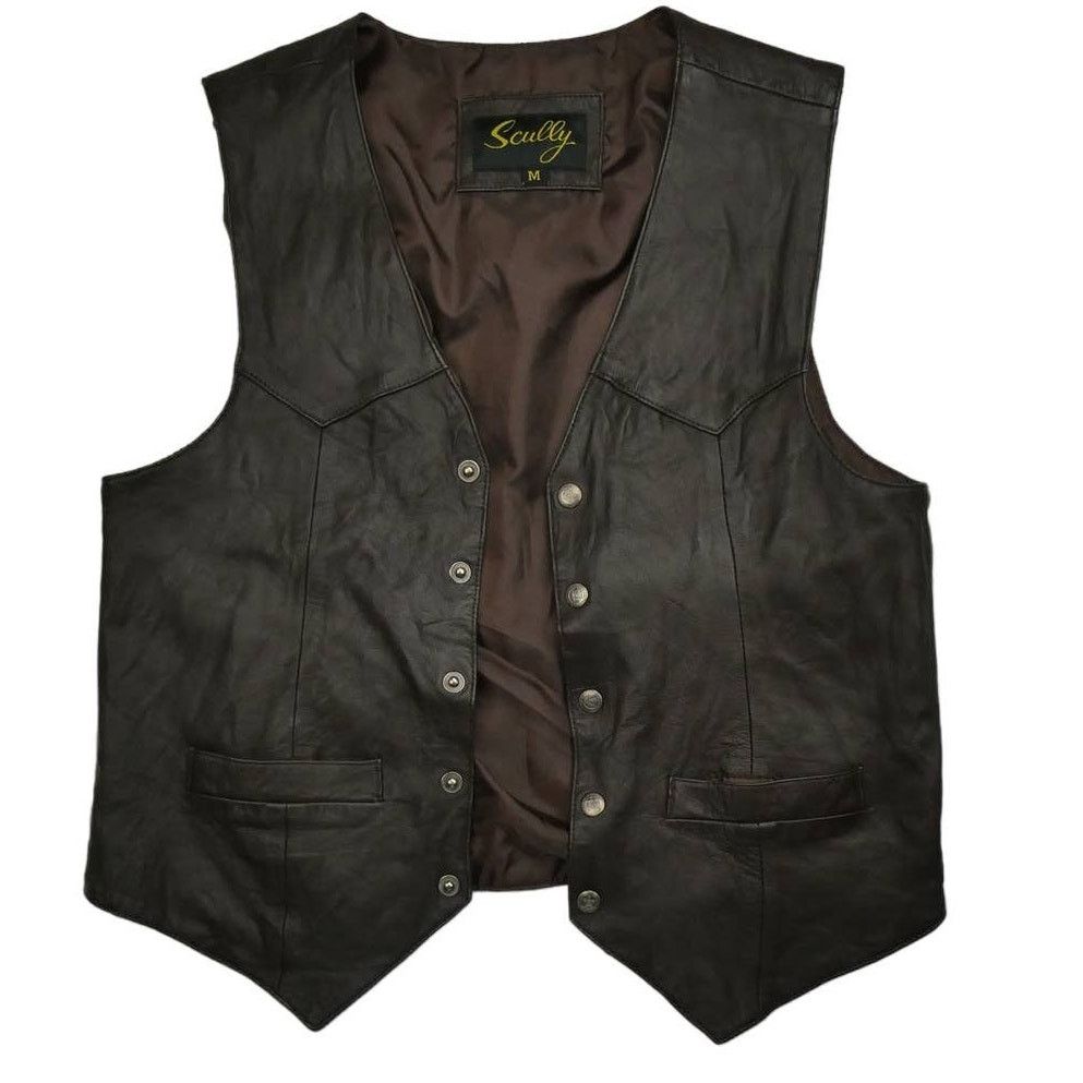 Scully Leather NEW Scully button front leather vest, size: M, brown Size US M / EU 48-50 / 2 - 1 Thumbnail