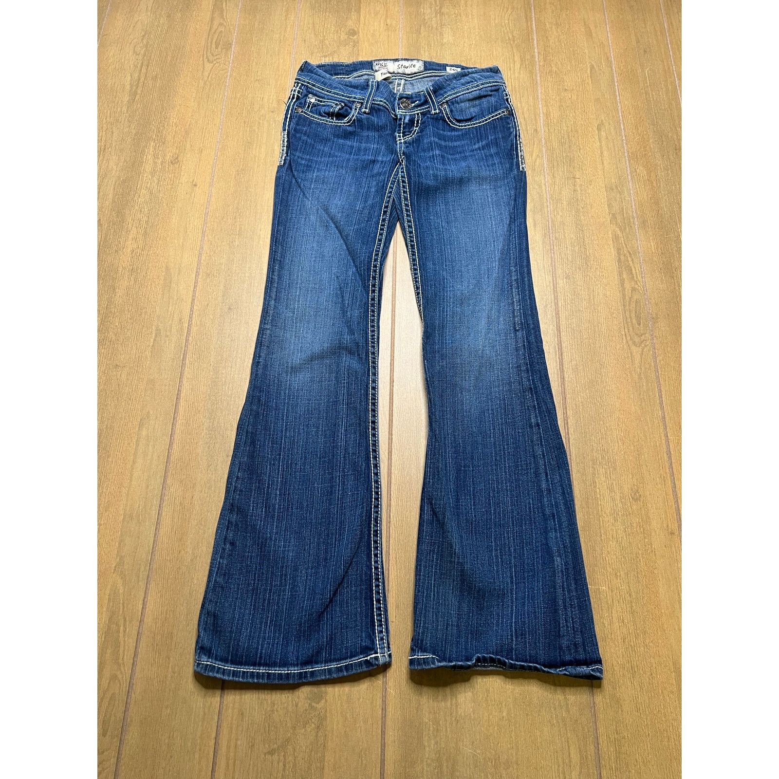 BKE BKE Women’s Starlite Low Rise Flare Blue Denim Jean 24S Y2K Size 24" / US 00 / IT 34 - 3 Thumbnail