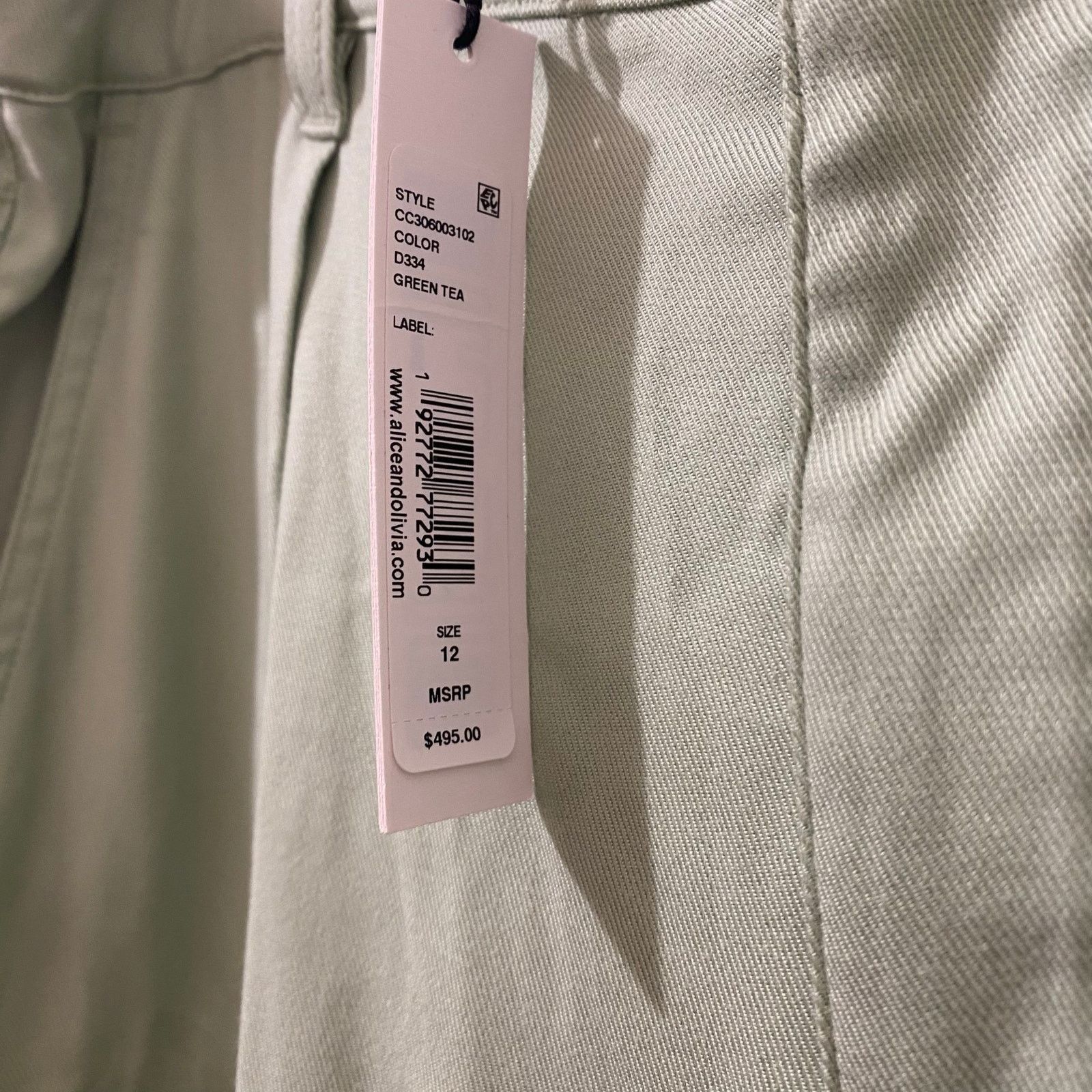 Alice + Olivia Alice + Olivia Joette Cargo Wide Leg Pants Seamoss Green NWT Size 34" / US 12 / IT 48 - 3 Thumbnail