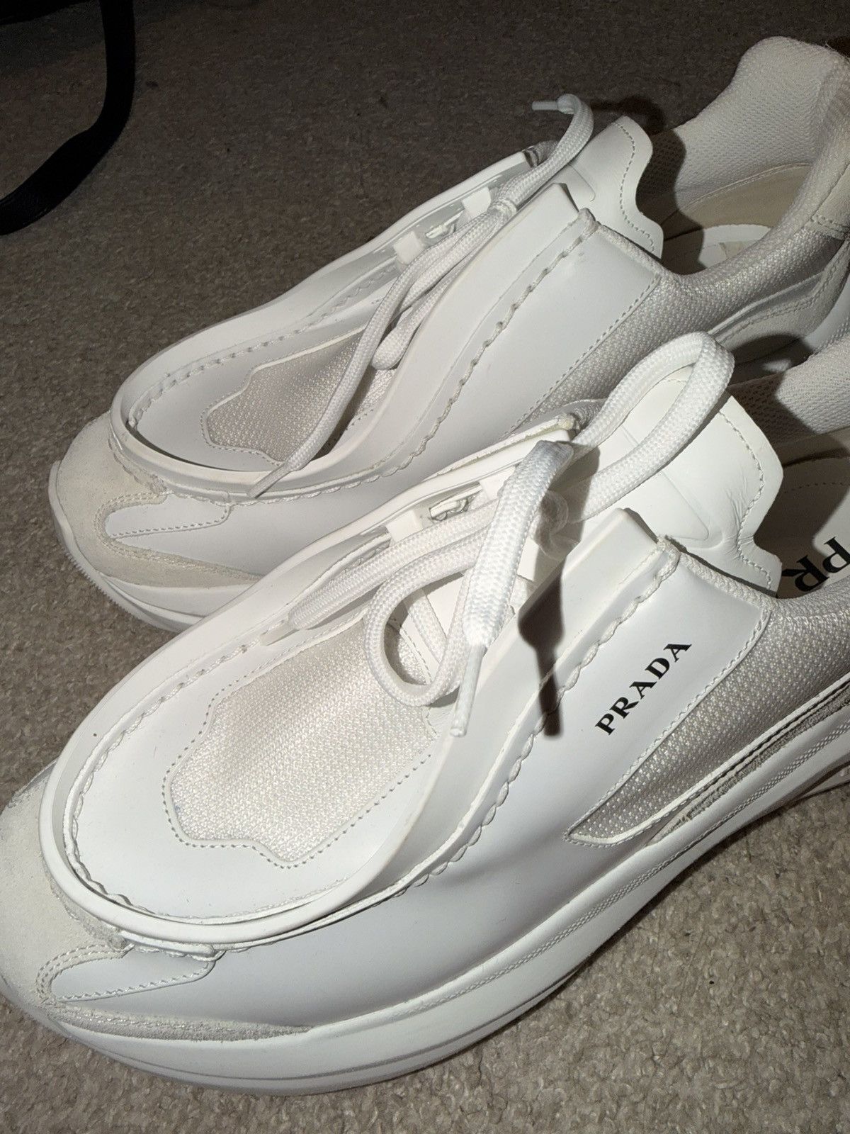 Prada Prada White Leather Shoes 2025 Size US 10.5 / EU 43-44 - 7 Thumbnail