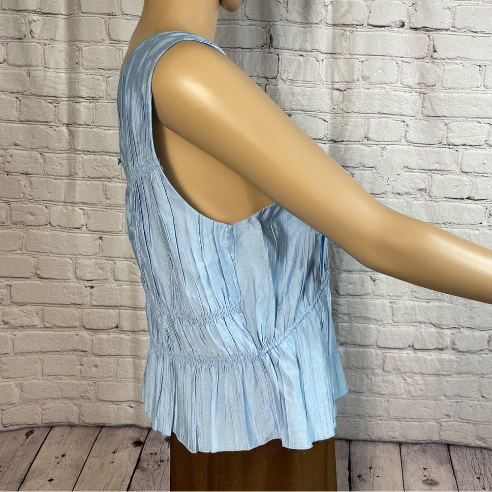 Frame New Frame Tie Front Cinched Crinkle Light Blue Blouse Tank Size XL / US 12-14 / IT 48-50 - 4 Thumbnail