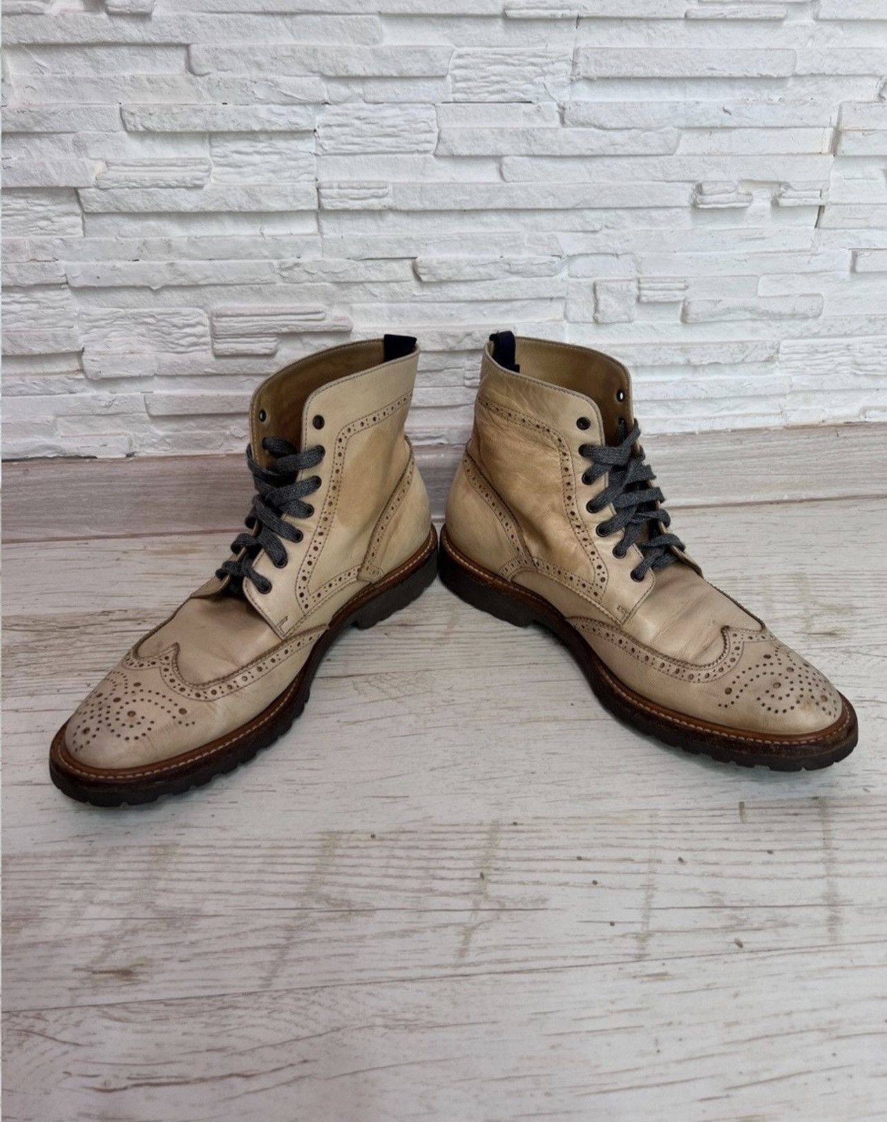 Brunello Cucinelli Brunello Cucinelli Leather Derby Boots Beige 26.5 cm Size US 10 / IT 40 - 3 Thumbnail