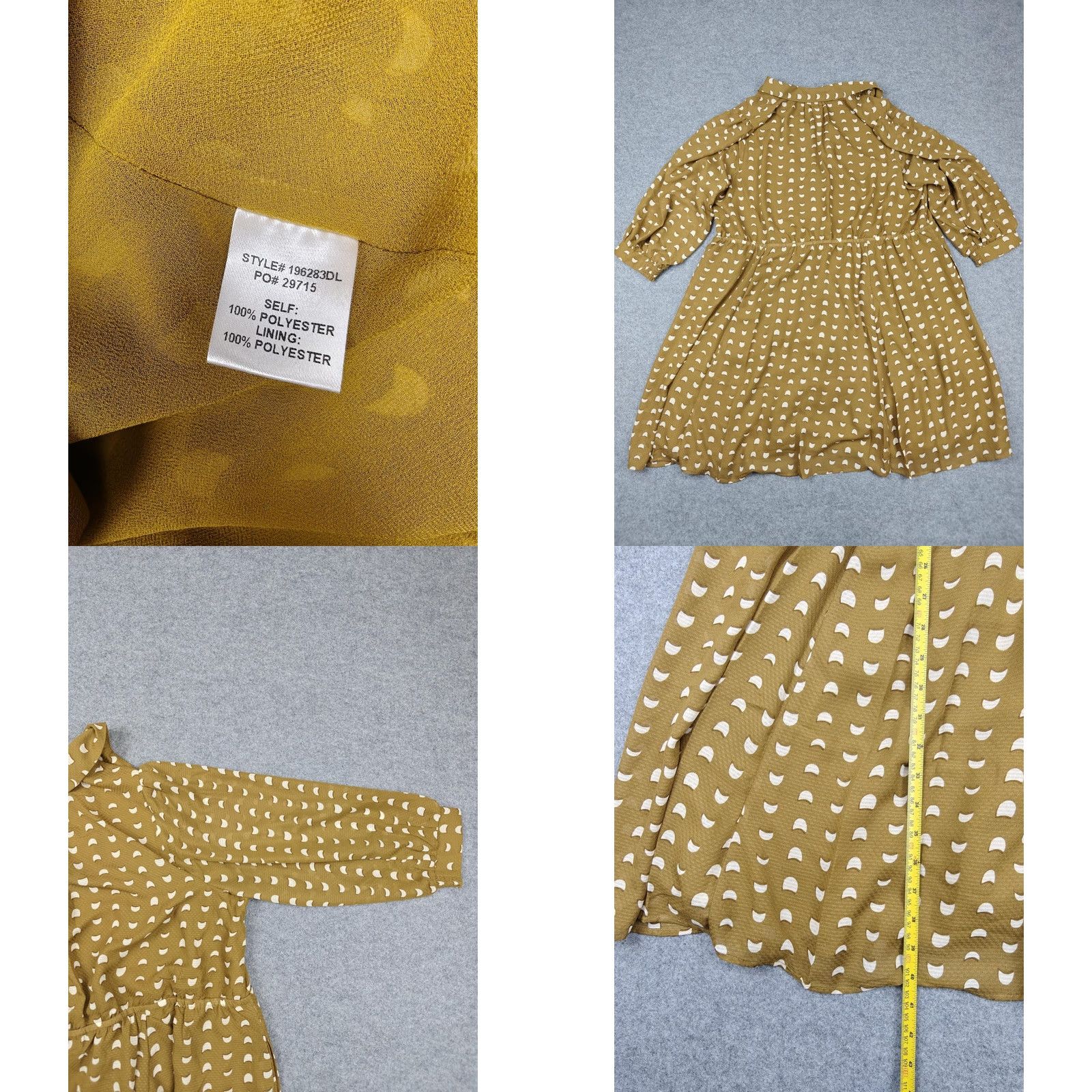 Vintage Skies Are Blue Shirt Dress Womens 2X Green Geometric Fit & Flare Long Sleeve New Size XXL / US 16-18 / IT 52-54 - 8 Thumbnail