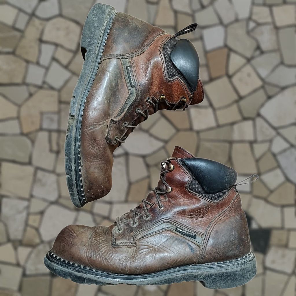 Red Wing VINTAGE Red Wing EH926 Work Boots Boots Mens 12 Leather Brown Waterproof Oil Resistant Rubber Outsole Ankle Lace Up Mens Boots USA 2012 Size US 11 / EU 44 - 1 Thumbnail
