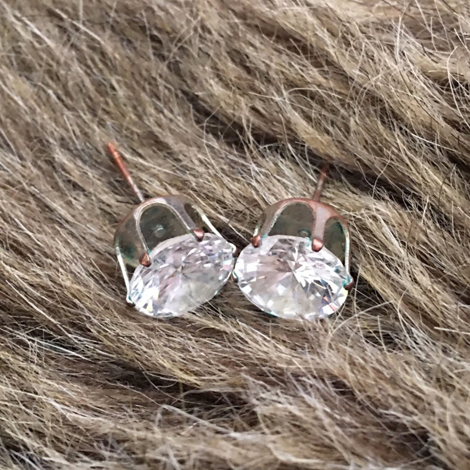 Vintage Vintage 13mm 8.51 carat cz pierced stud earrings Size ONE SIZE - 2 Thumbnail
