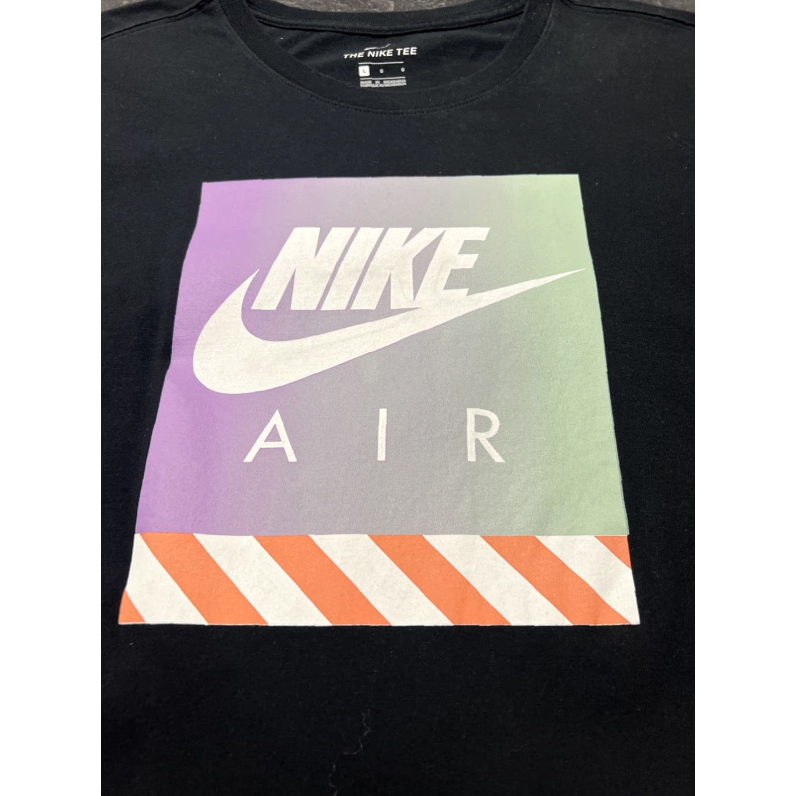 Nike Nike Tee T-Shirt Men Large Short Sleeve Black Graphic Logo Pullover Crew Neck Band Collar Nike Air Size US L / EU 52-54 / 3 - 5 Thumbnail