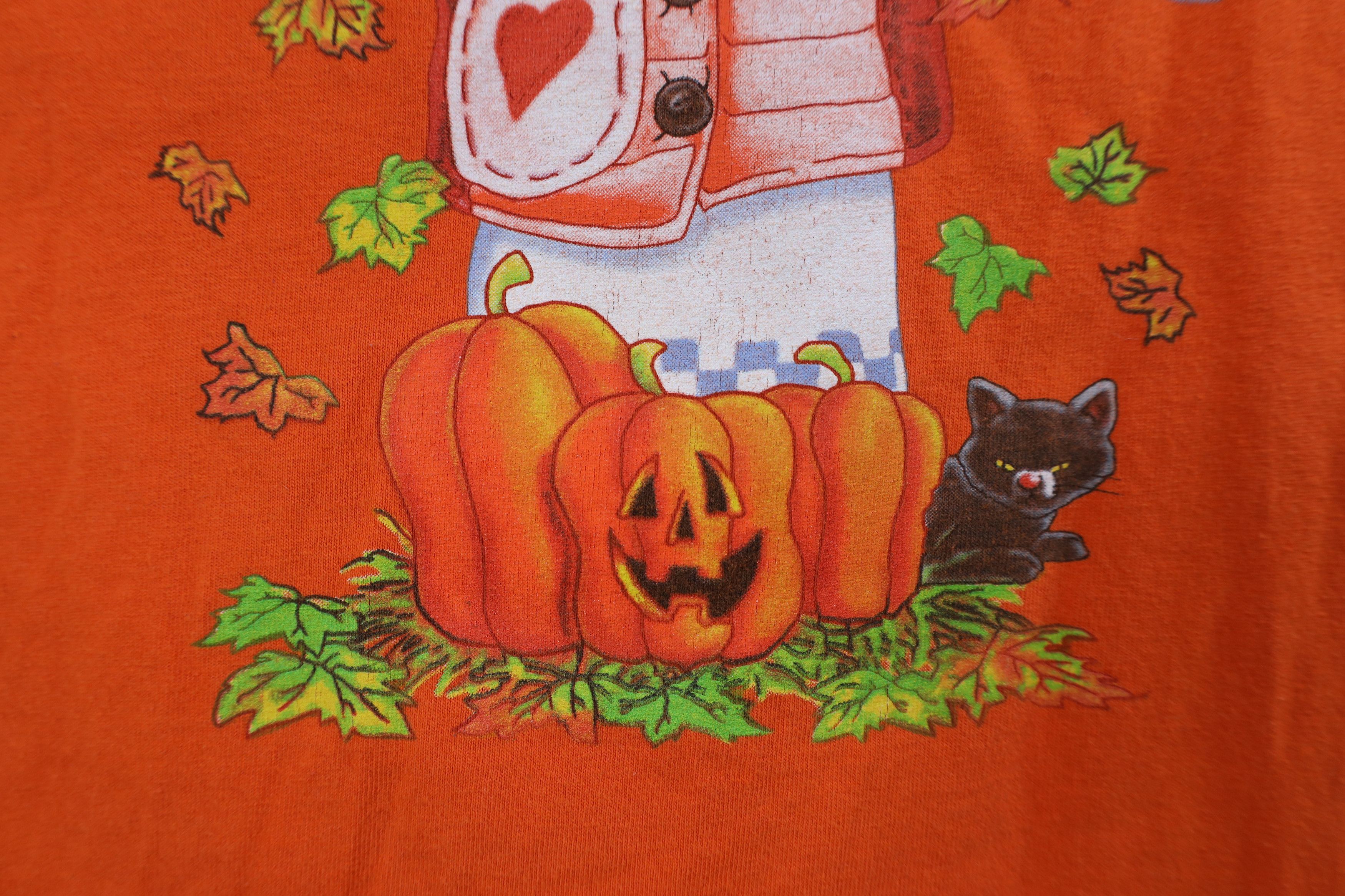 Vintage Vintage 90s Y2K Streetwear Halloween T-Shirt Orange Cotton Size XL / US 12-14 / IT 48-50 - 6 Thumbnail