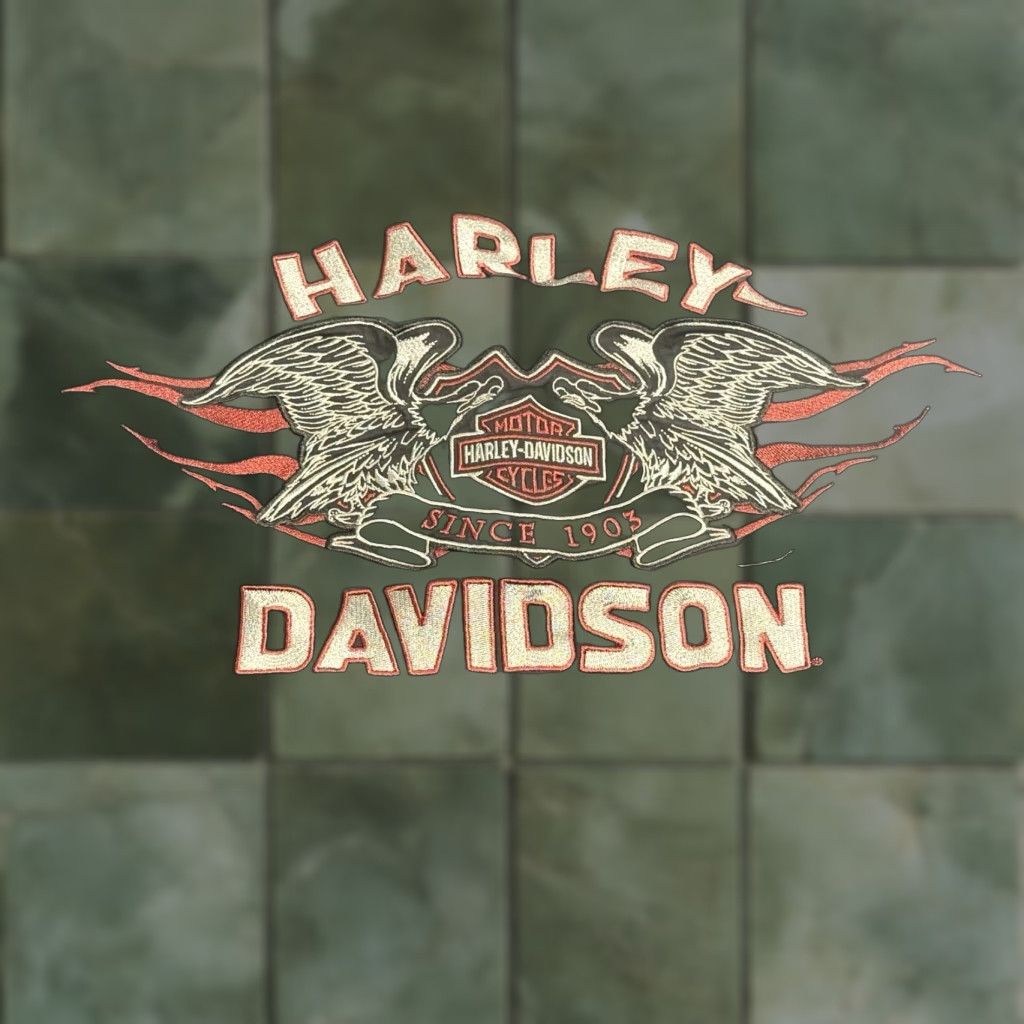 Harley Davidson Harley-Davidson Shirt Adult L Black Biker Logo Embroidered Eagle Button-Up Collar Short Sleeve Pockets Men Regular Size US L / EU 52-54 / 3 - 1 Thumbnail