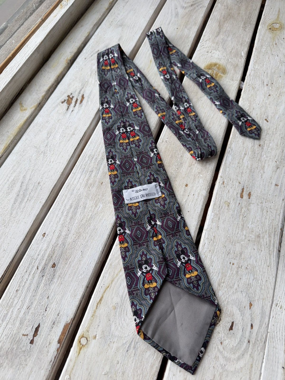 Cartoon Network × Disney × Vintage Vintage Disney Mickey Mouse Silk Tie Atlas Design Size ONE SIZE - 5 Thumbnail
