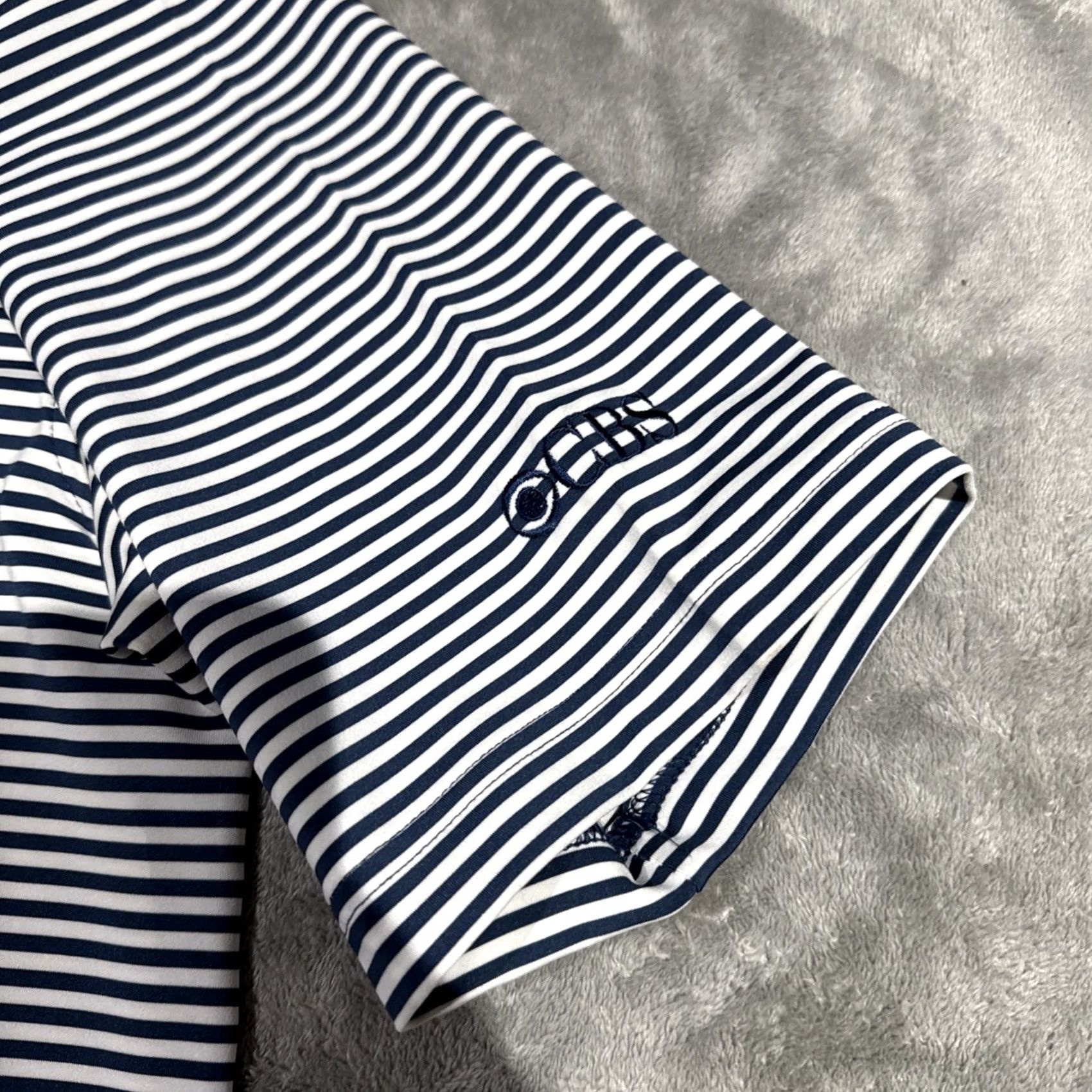 Peter Millar Peter Millar Summer Comfort Polo Shirt Mens XL Blue Stripe CBS Logo Golf Stretch Polo Shirt Size US XL / EU 56 / 4 - 4 Thumbnail